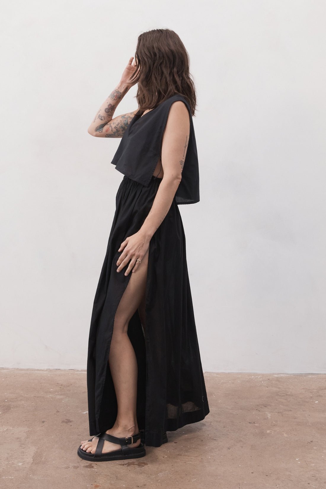 Maya Organic Cotton Maxi Skirt Black