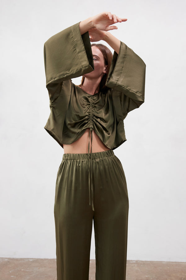 Ling Silk Blouse Olive