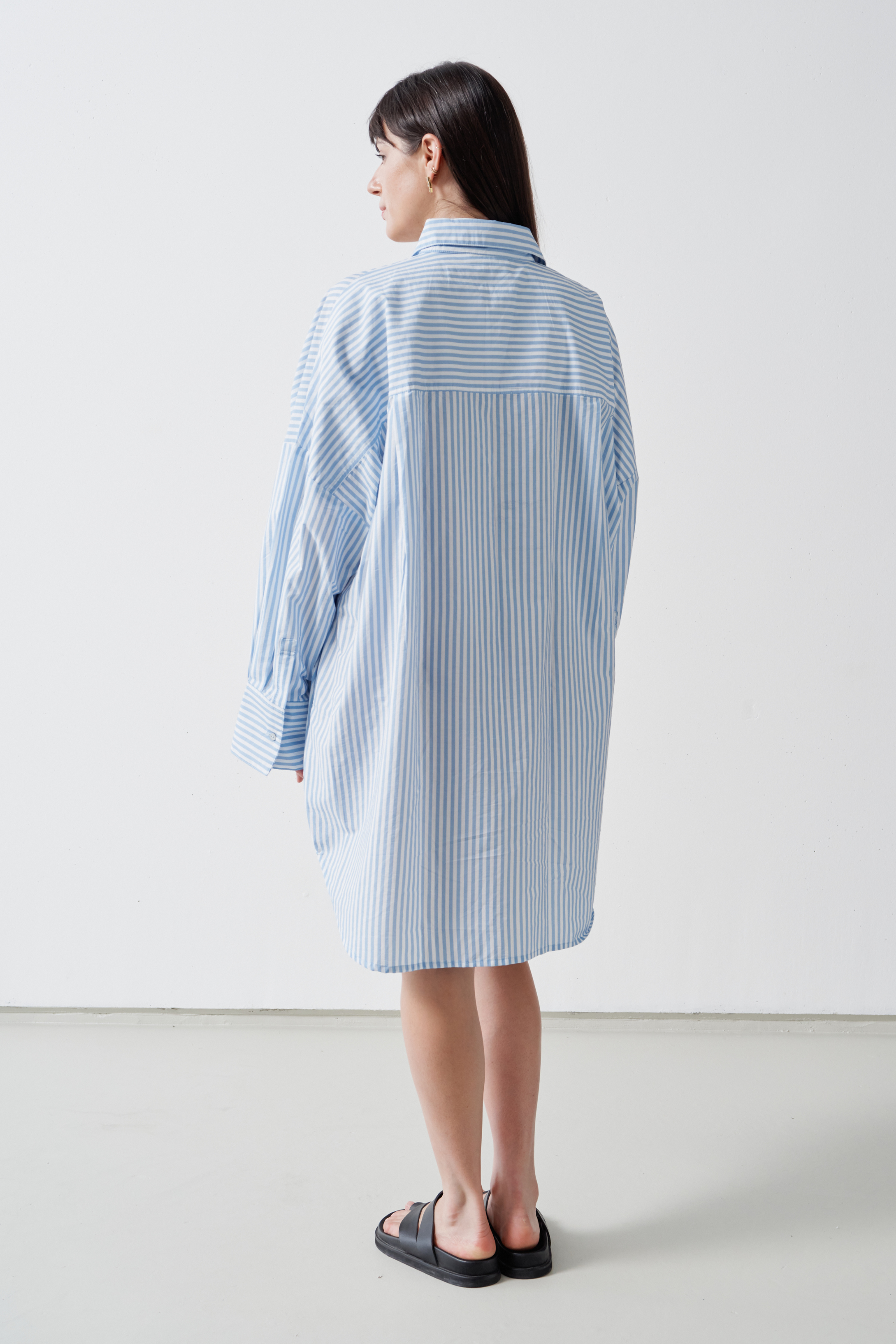 SAMPLE SALE | Stevie Cotton Poplin Shirt Dress Sky Stripe