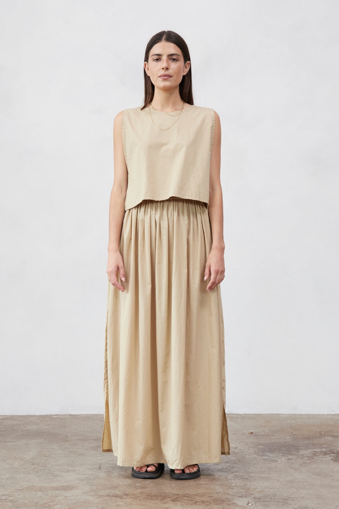 Maya Organic Cotton Maxi Skirt Ice Coffee