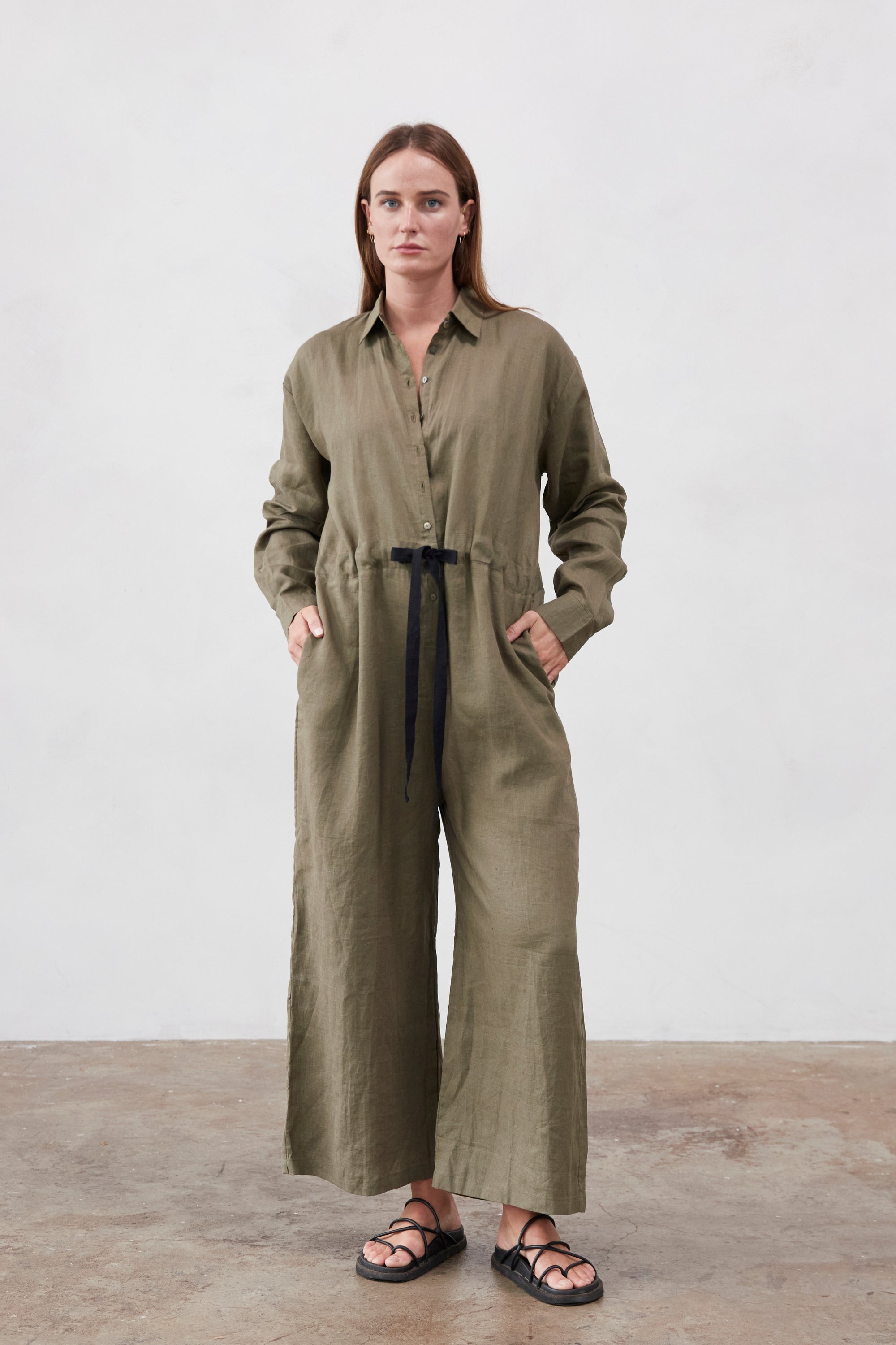 Kidd Linen Boilersuit Olive