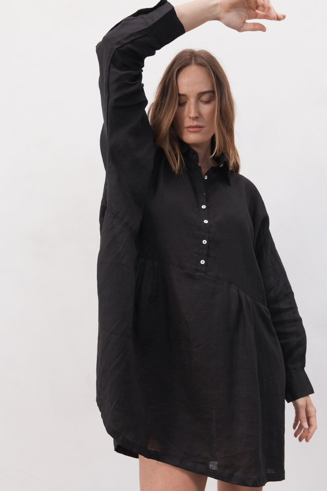 Byron Oversized Shirt Dress Black