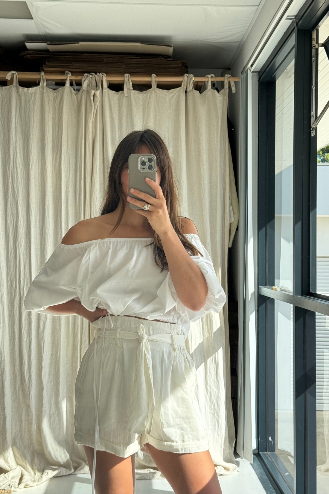 SAMPLE SALE | William Silk Linen Shorts Ivory