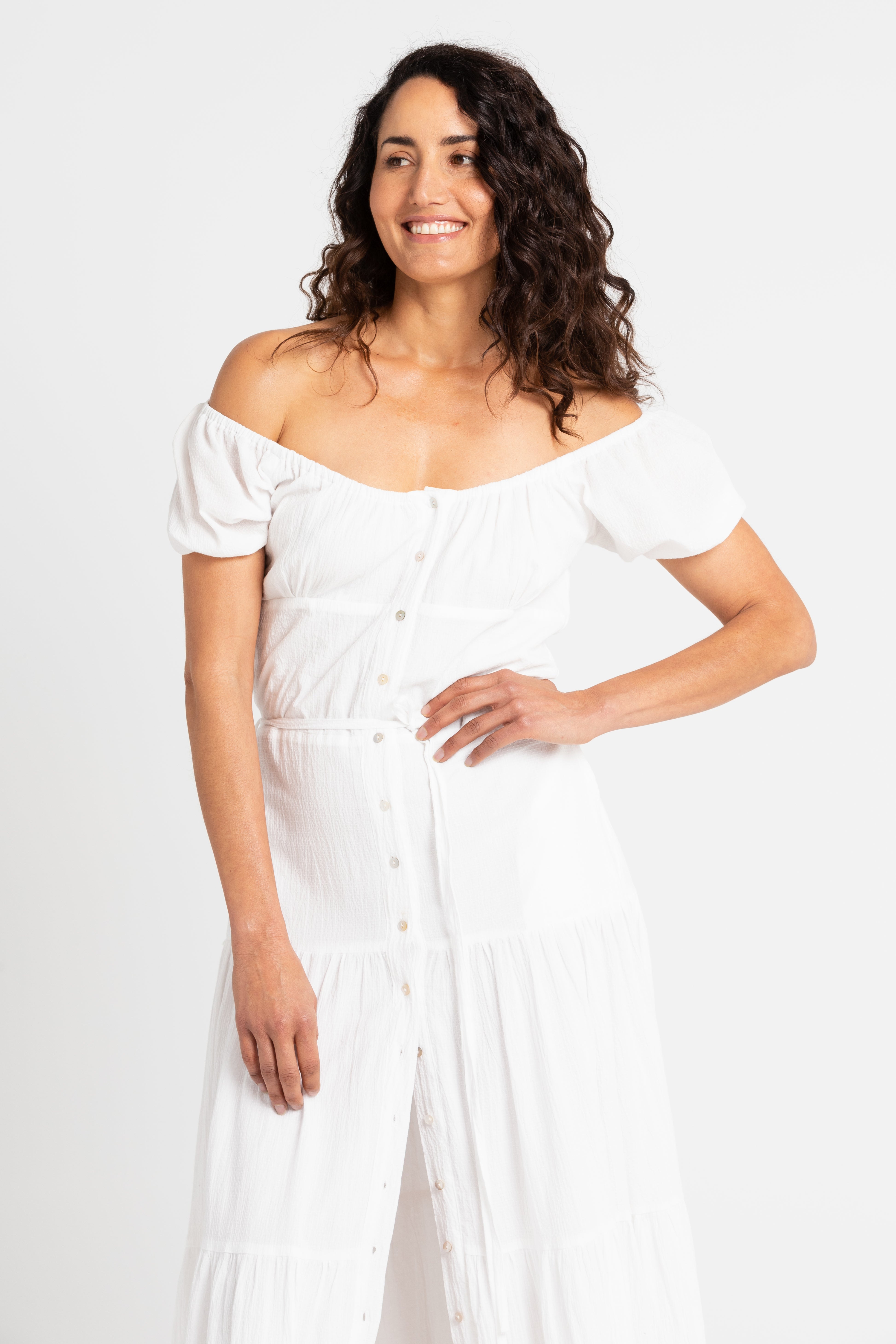 Isabella Off The Shoulder Dress White