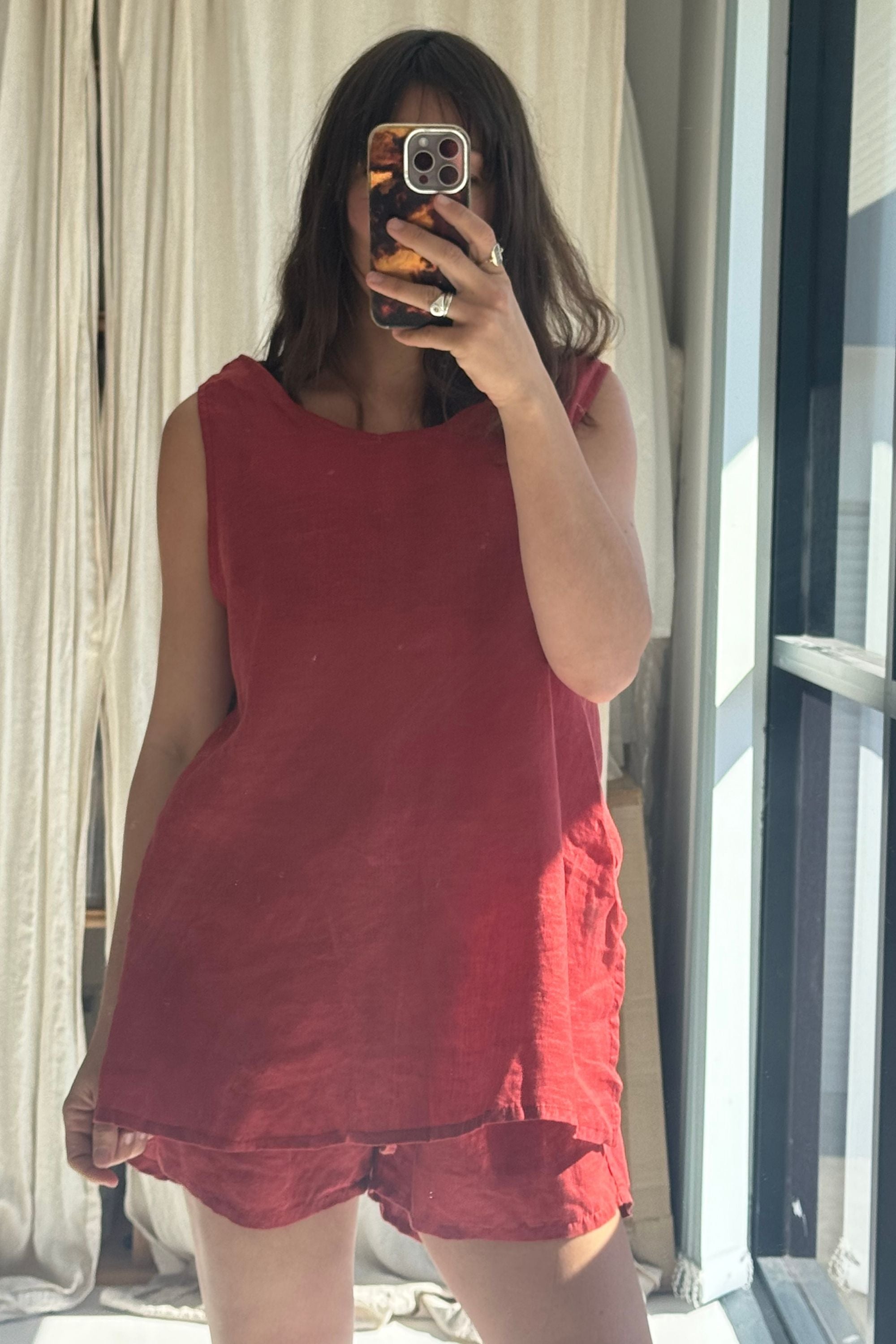 SAMPLE SALE | Burns twisted strap linen top desert