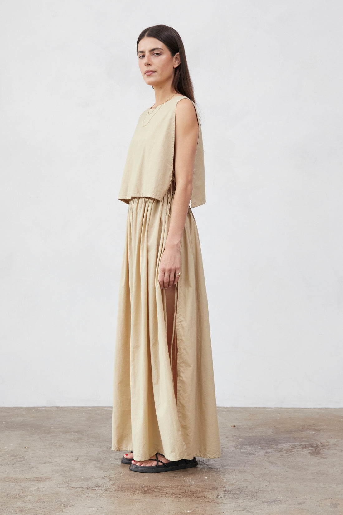 Maya Organic Cotton Maxi Skirt Ice Coffee