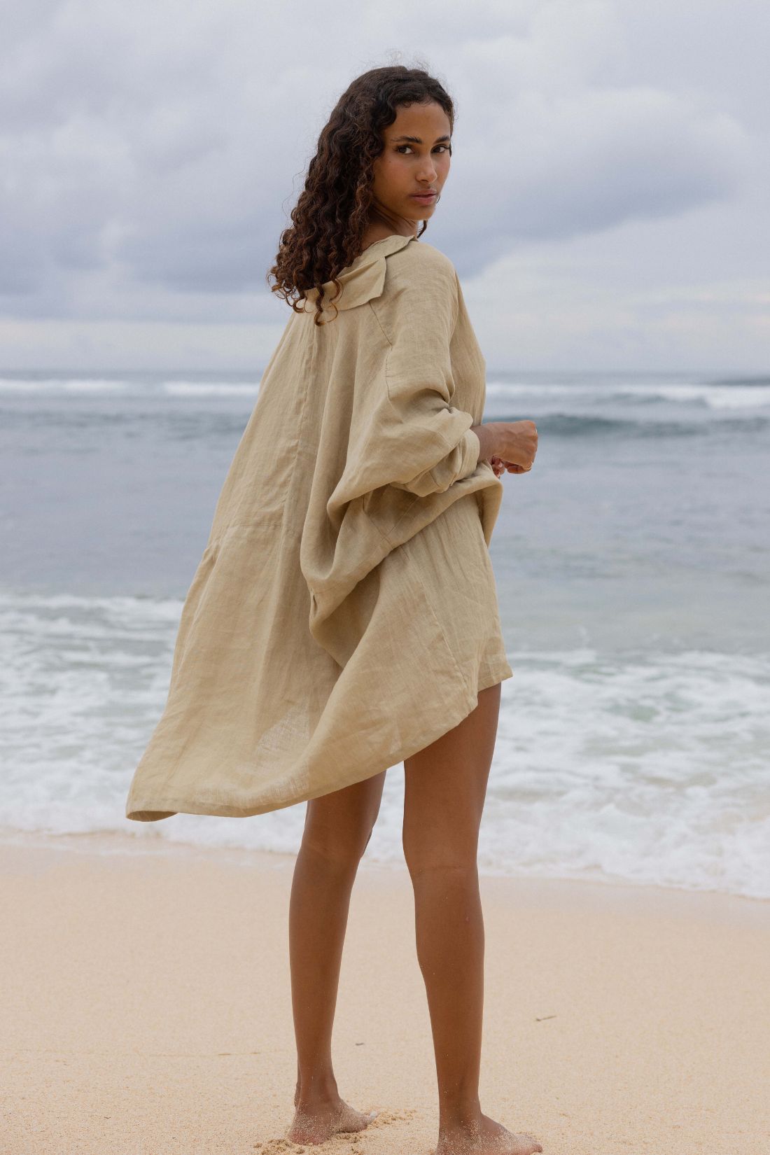 Byron Oversized Shirt Dress Ice Coffee