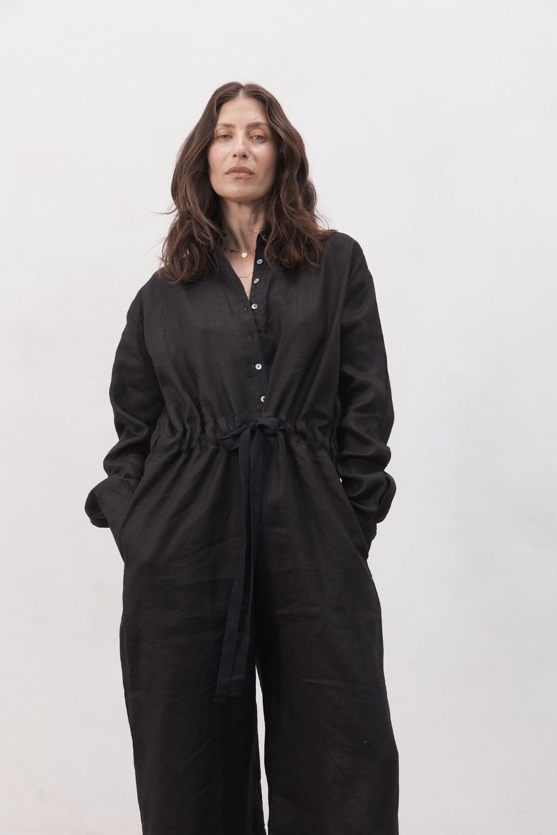 Kidd Linen Boilersuit Black