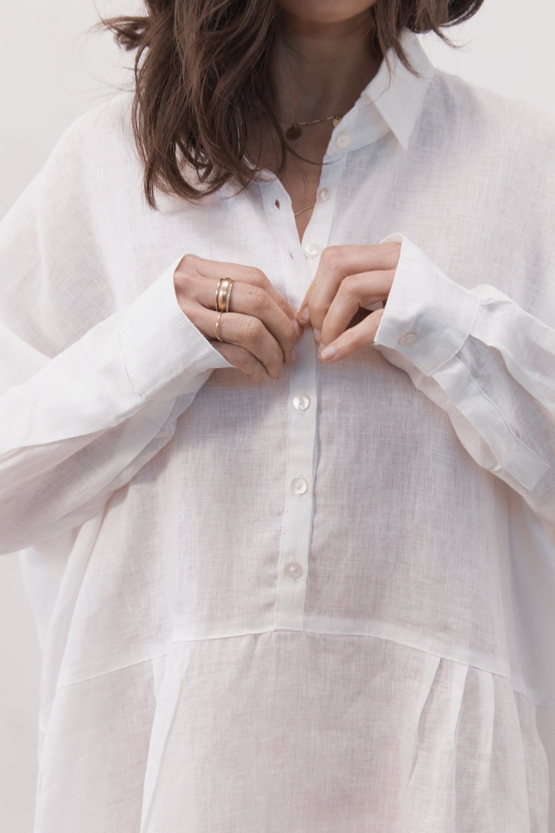 Byron Oversized Linen Shirt Dress, White | One Size Byron Oversized Linen Shirt Dress, White | One Size