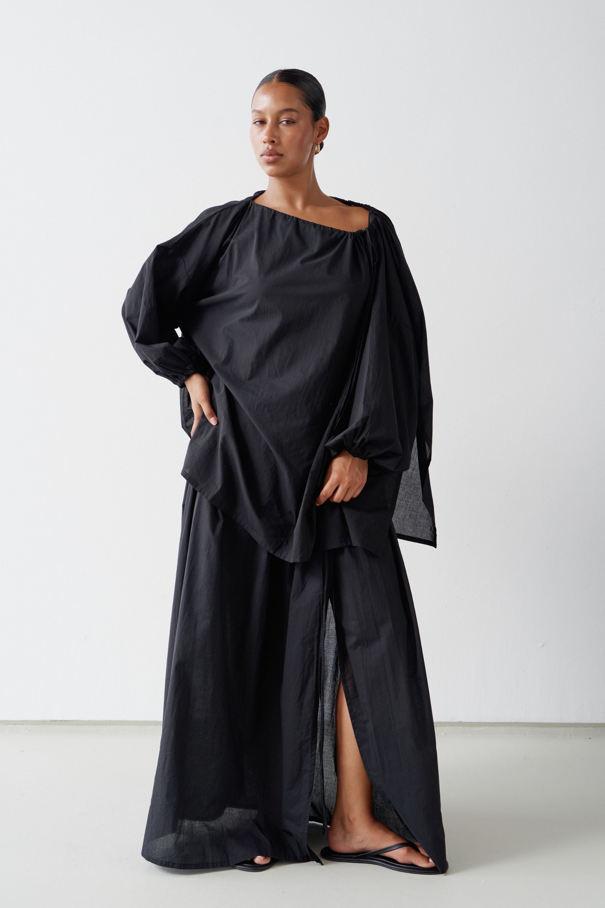 Maya Organic Cotton Maxi Skirt Black