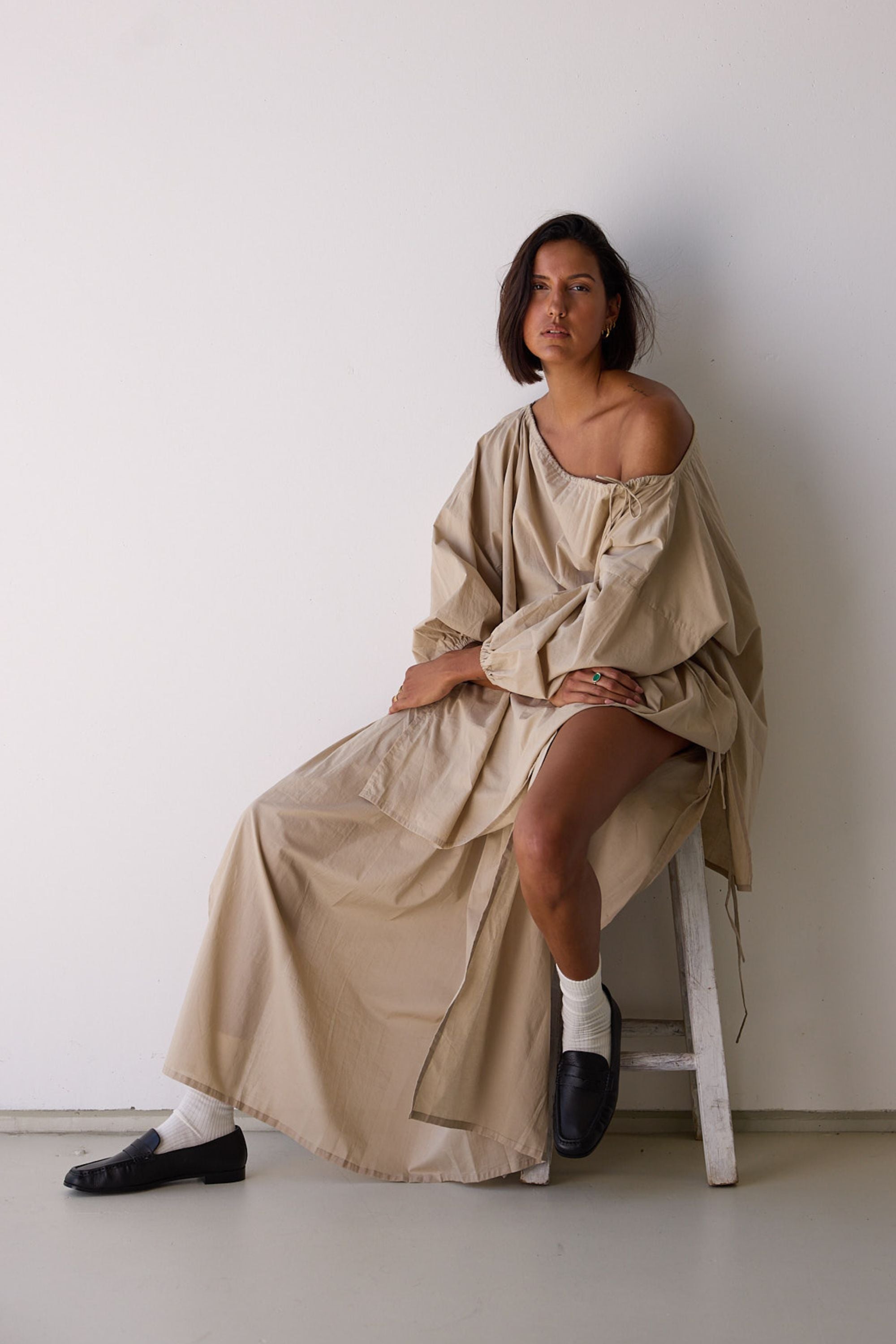 Maya Organic Cotton Maxi Skirt Ice Coffee — UNIKSPACE