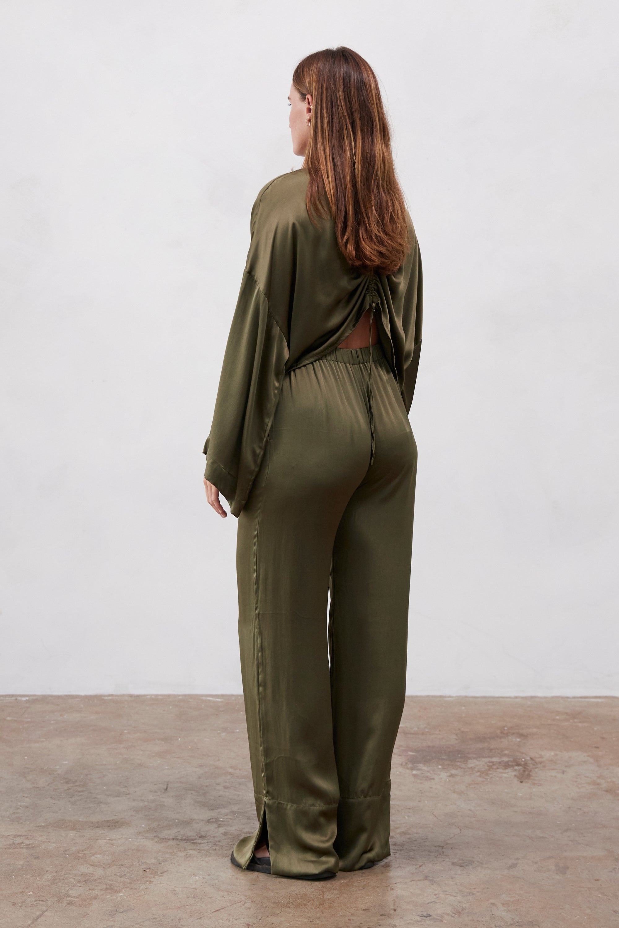 Ida Silk Pant Olive