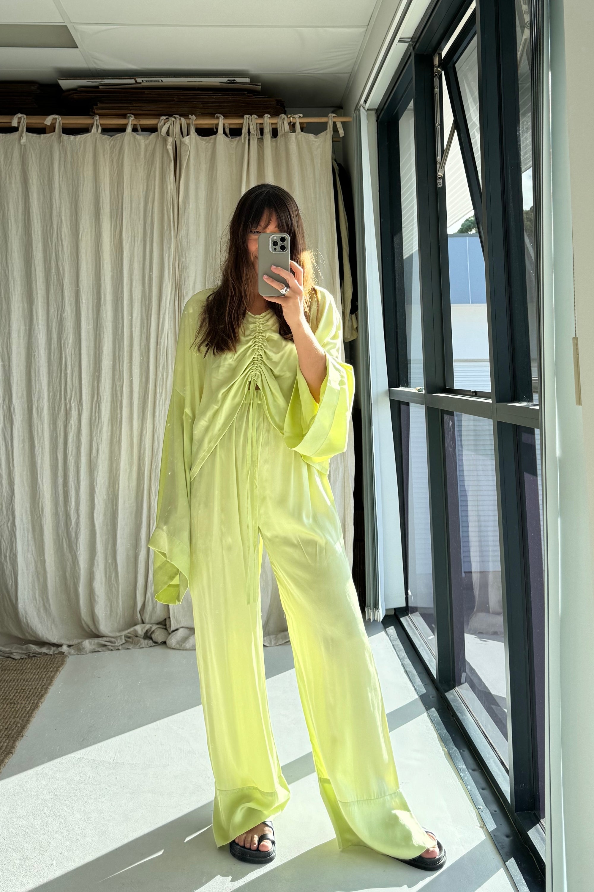 Ida Silk Pant Sunny Lime