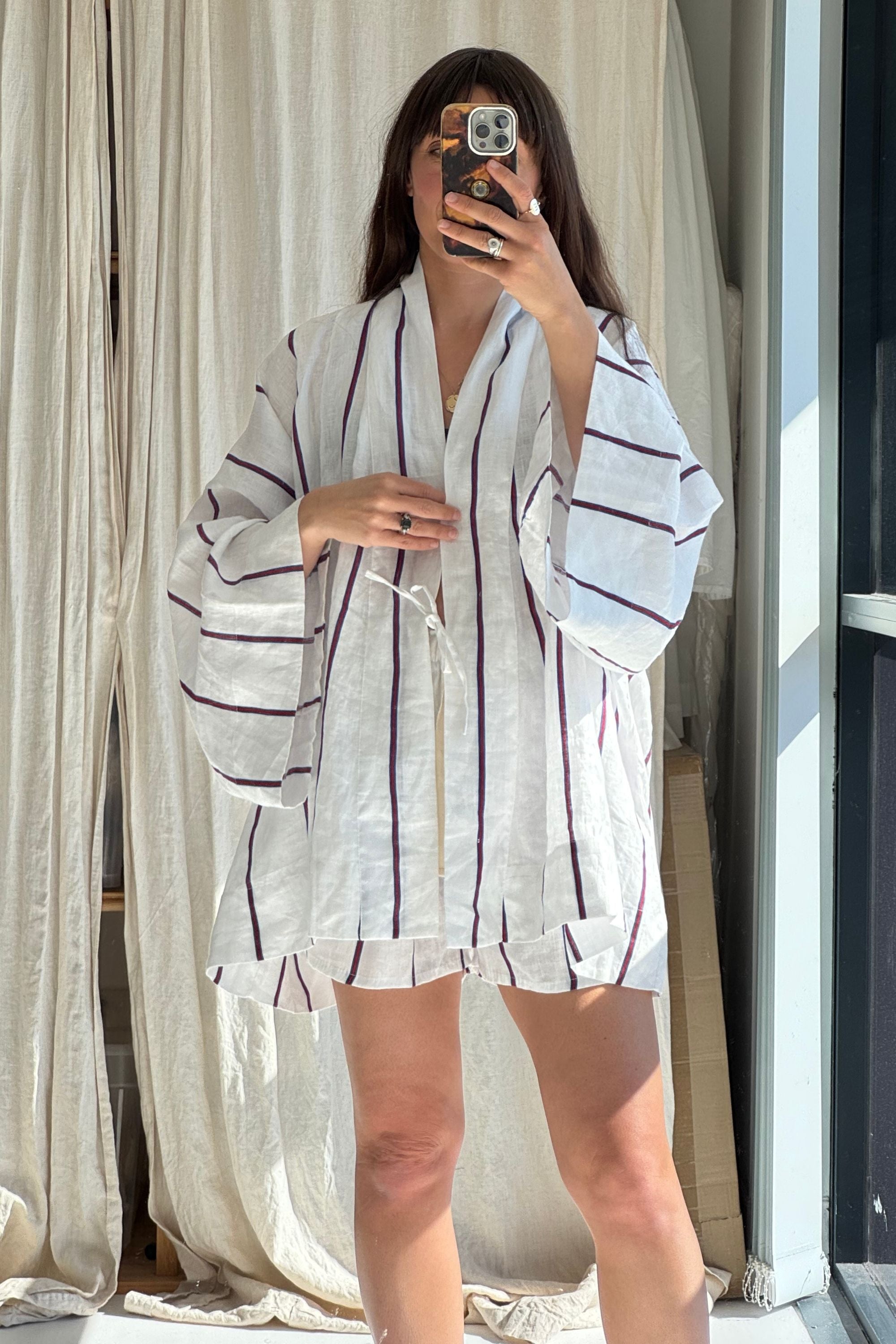 SAMPLE SALE | Anya Linen Kimono Multi Stripe