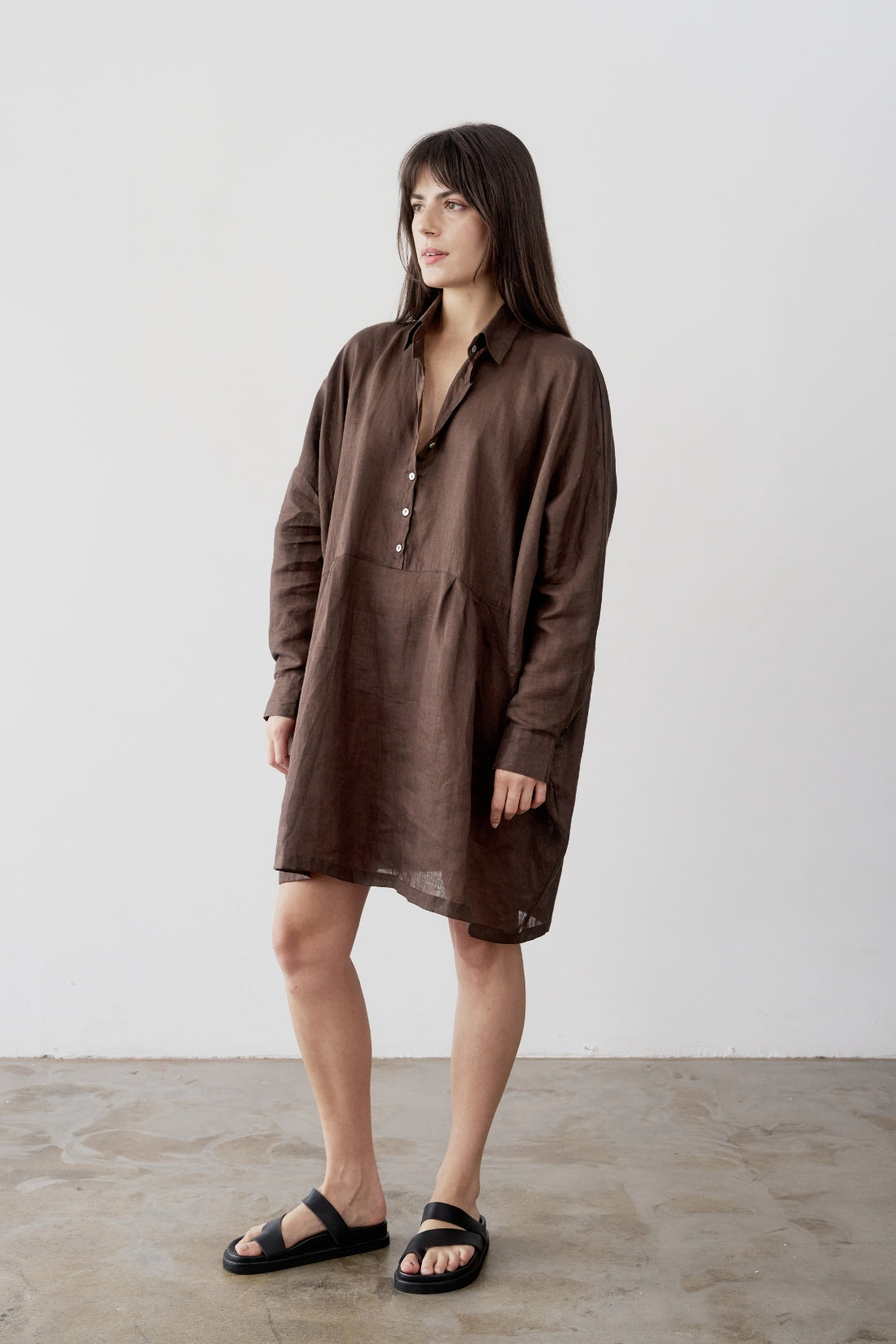 Byron Oversized Shirt Dress Cacao