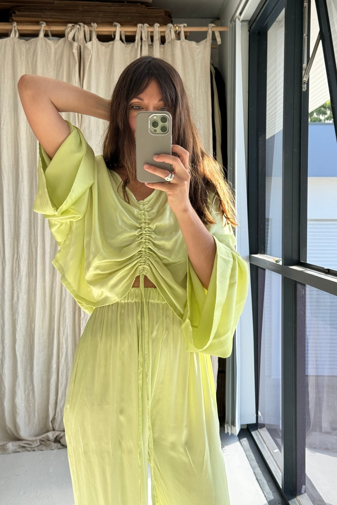 SAMPLE SALE | Ling Silk Blouse Sunny Lime