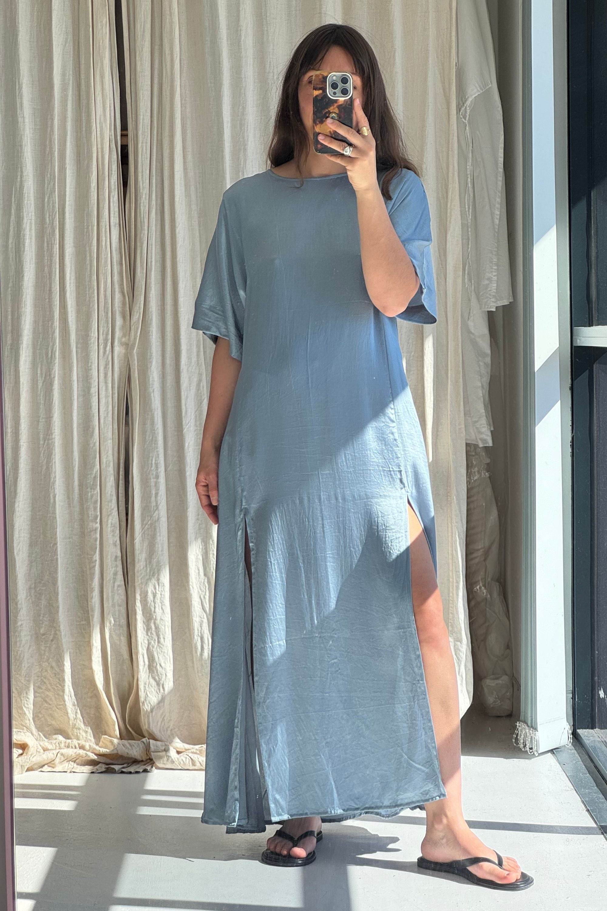 SAMPLE SALE | Tanika Silk Dress Steel Blue