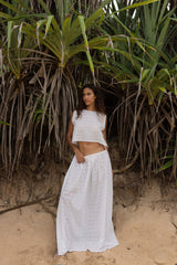 Maya Anglaise Maxi Skirt White