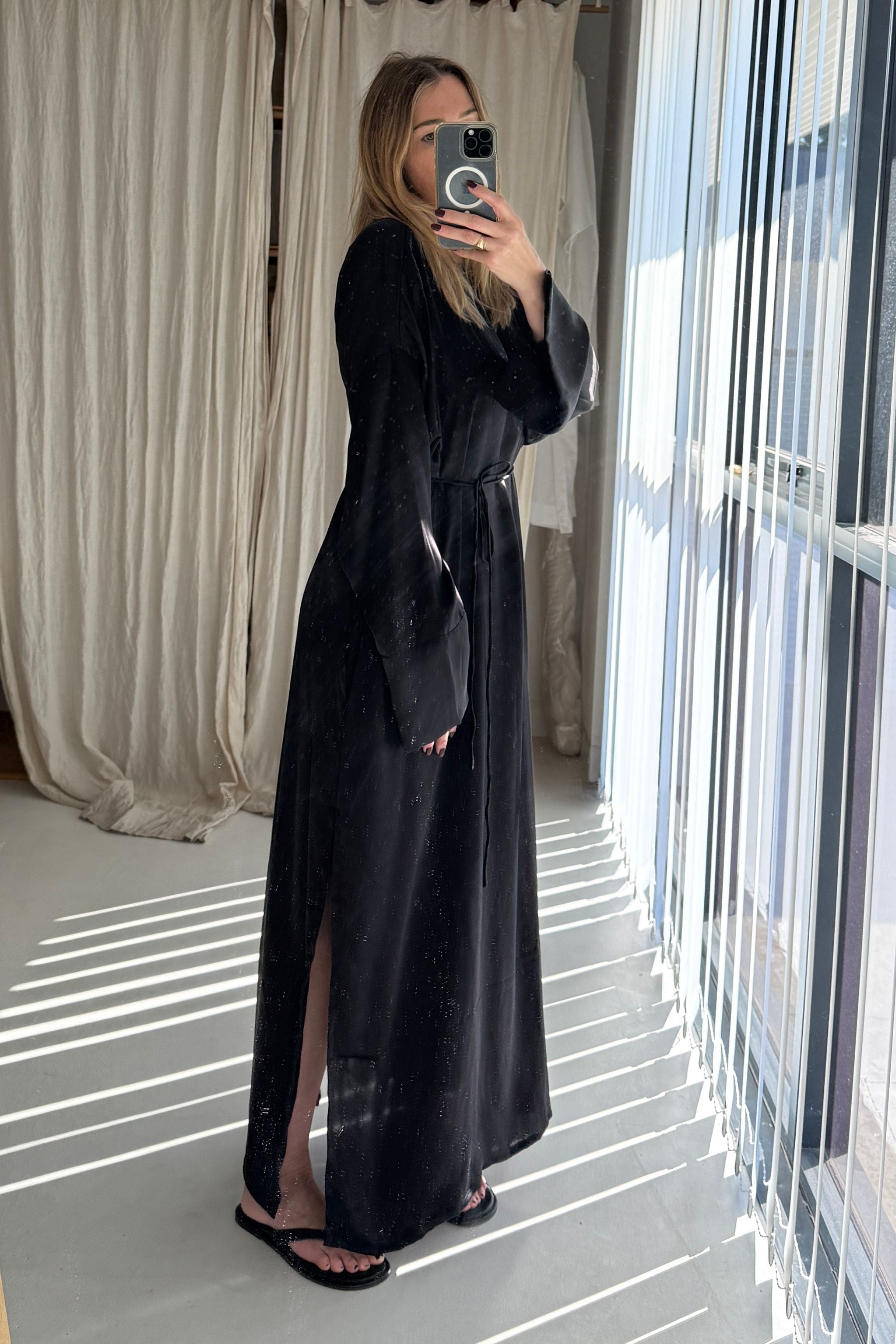 SAMPLE SALE | Long sleeve Maxi Silk Dress Black