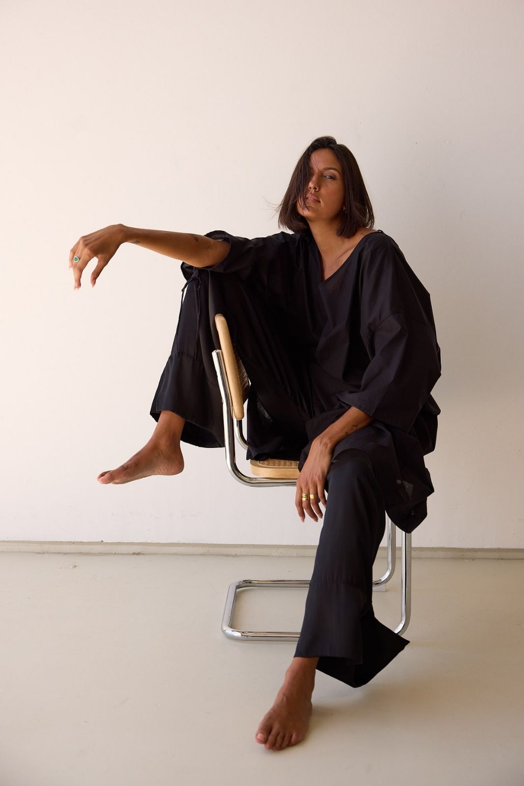 Ibiza Organic Cotton Kaftan Black — UNIKSPACE