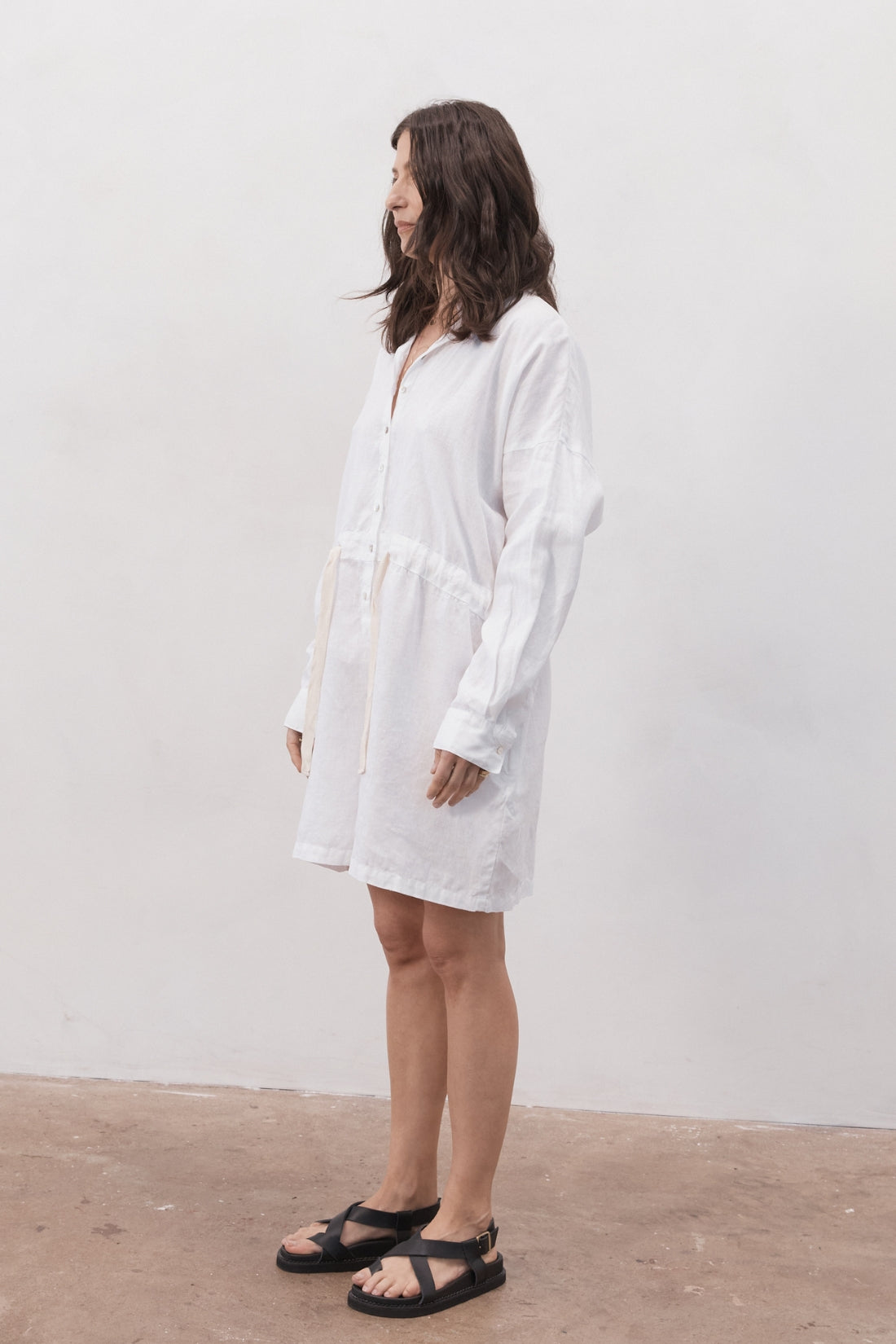 Ewa Linen Boilersuit White