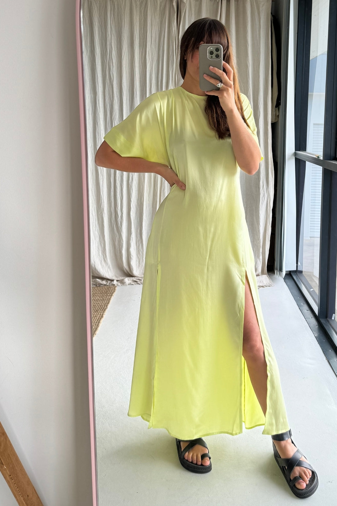SAMPLE SALE | Tanika Silk Dress Sunny Lime