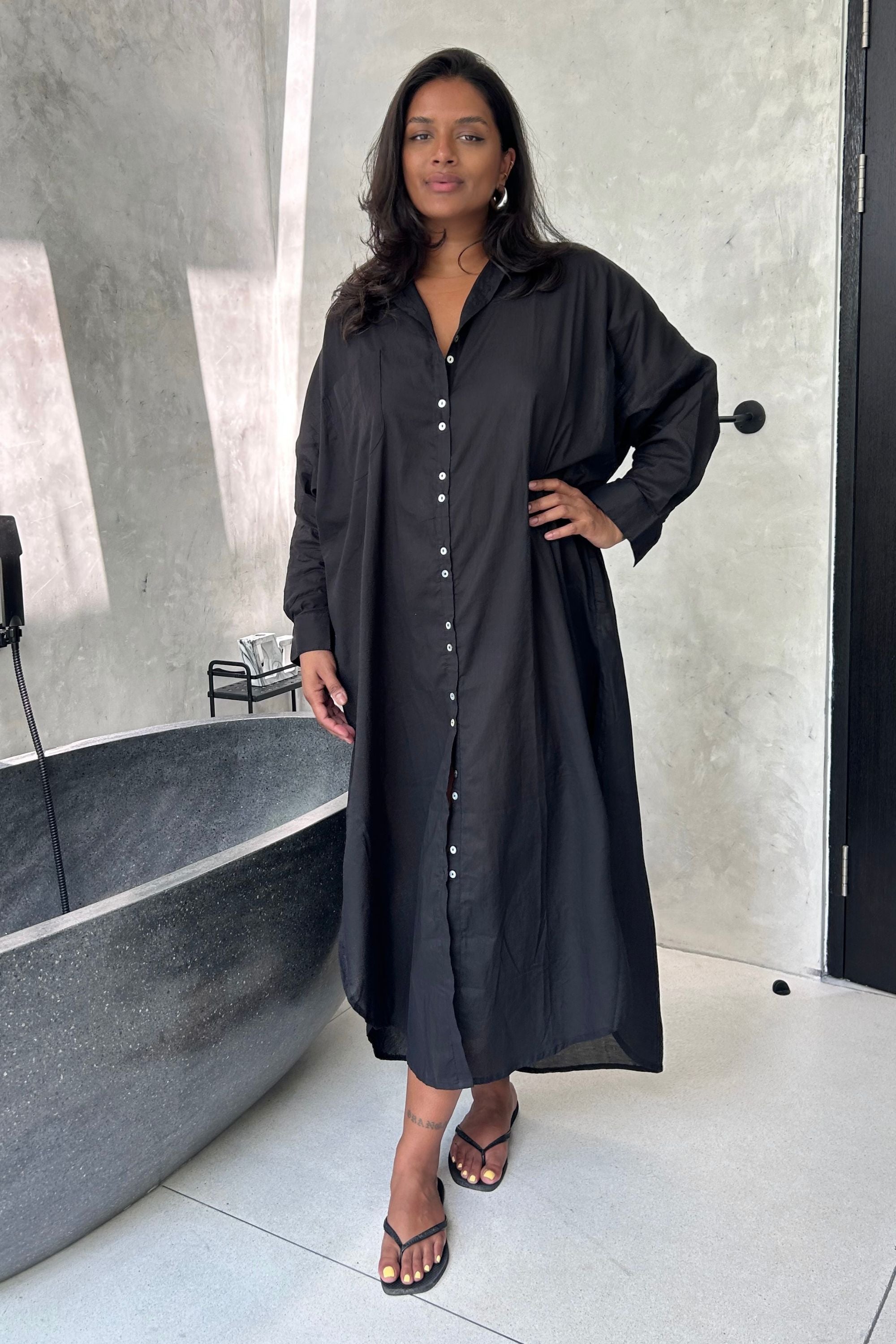 Santorini Shirt Dress Black