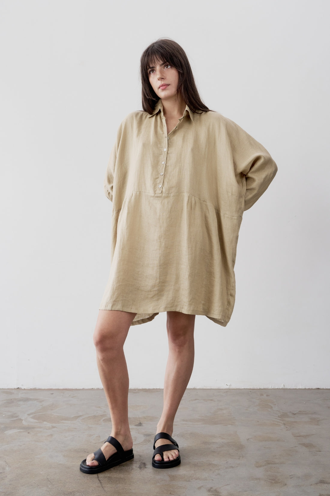 Byron Oversized Shirt Dress Ice Coffee