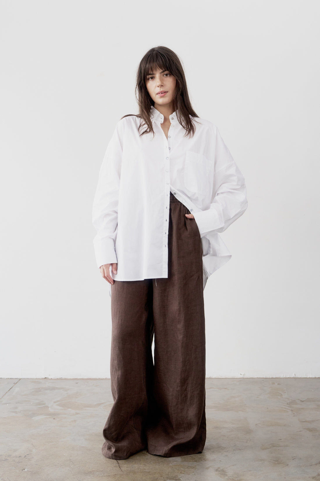 Mateo Cotton Poplin Shirt White