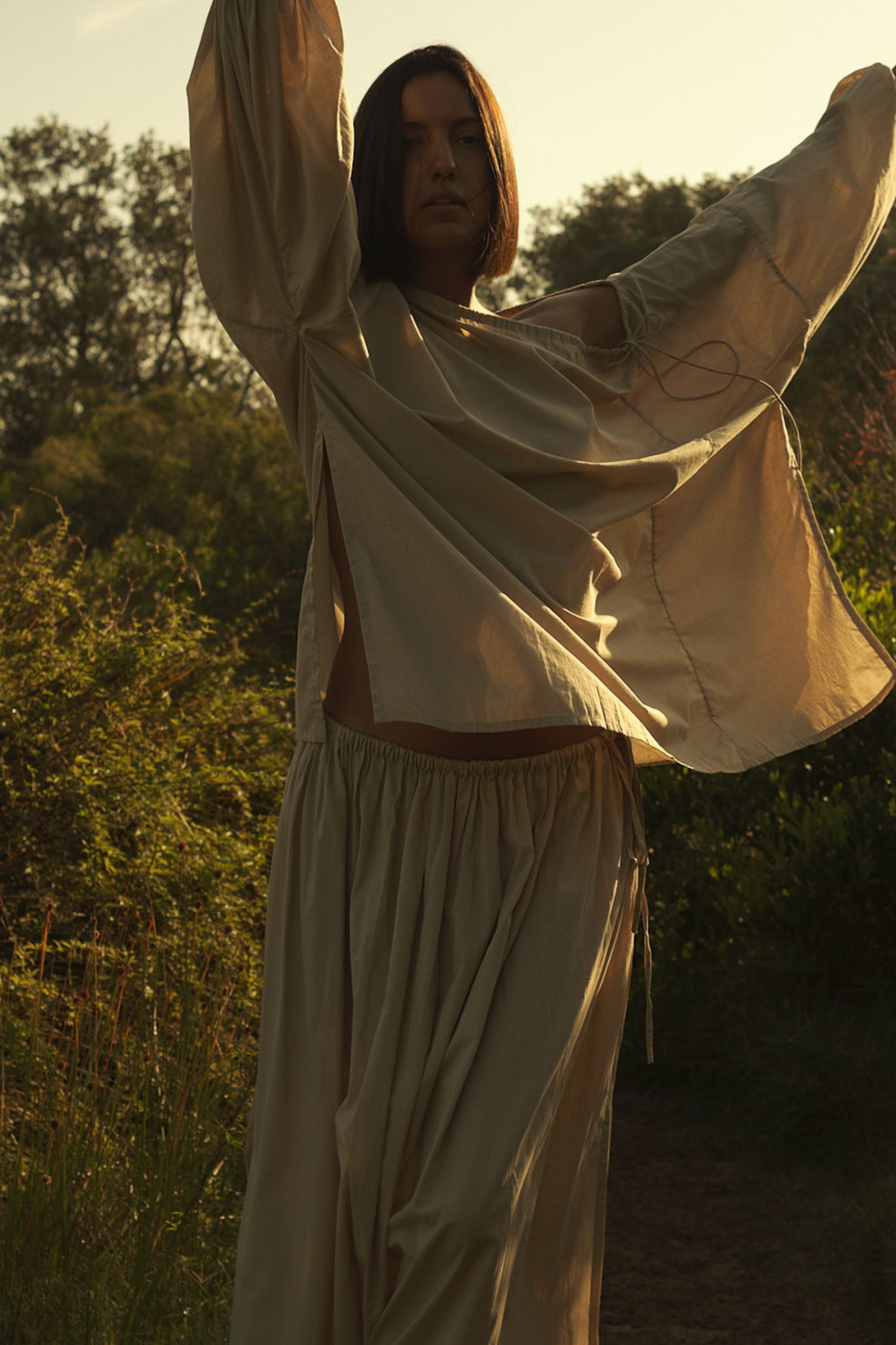 Maya Organic Cotton Maxi Skirt Ice Coffee — UNIKSPACE