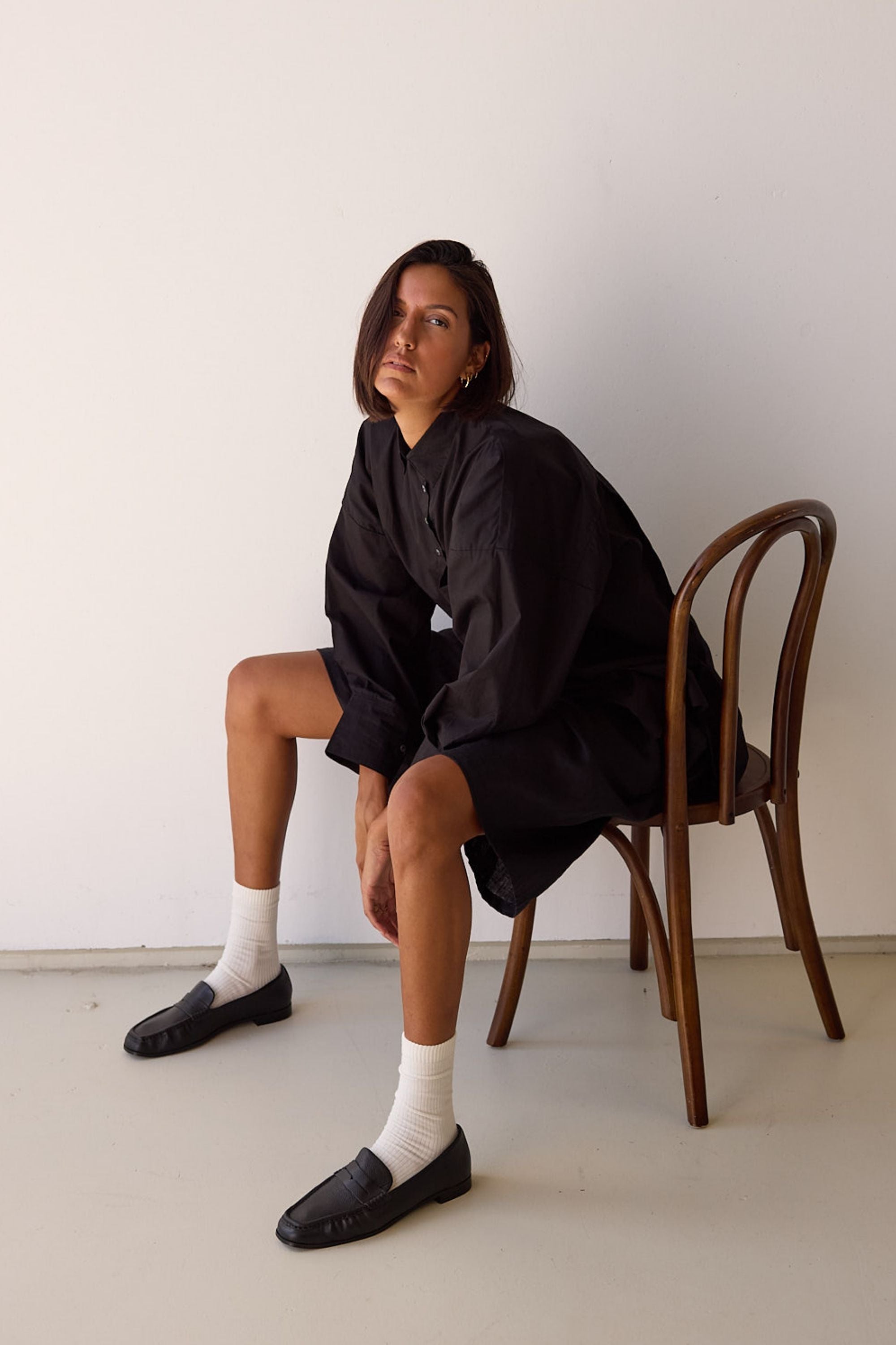 Mateo Cotton Poplin Shirt Black