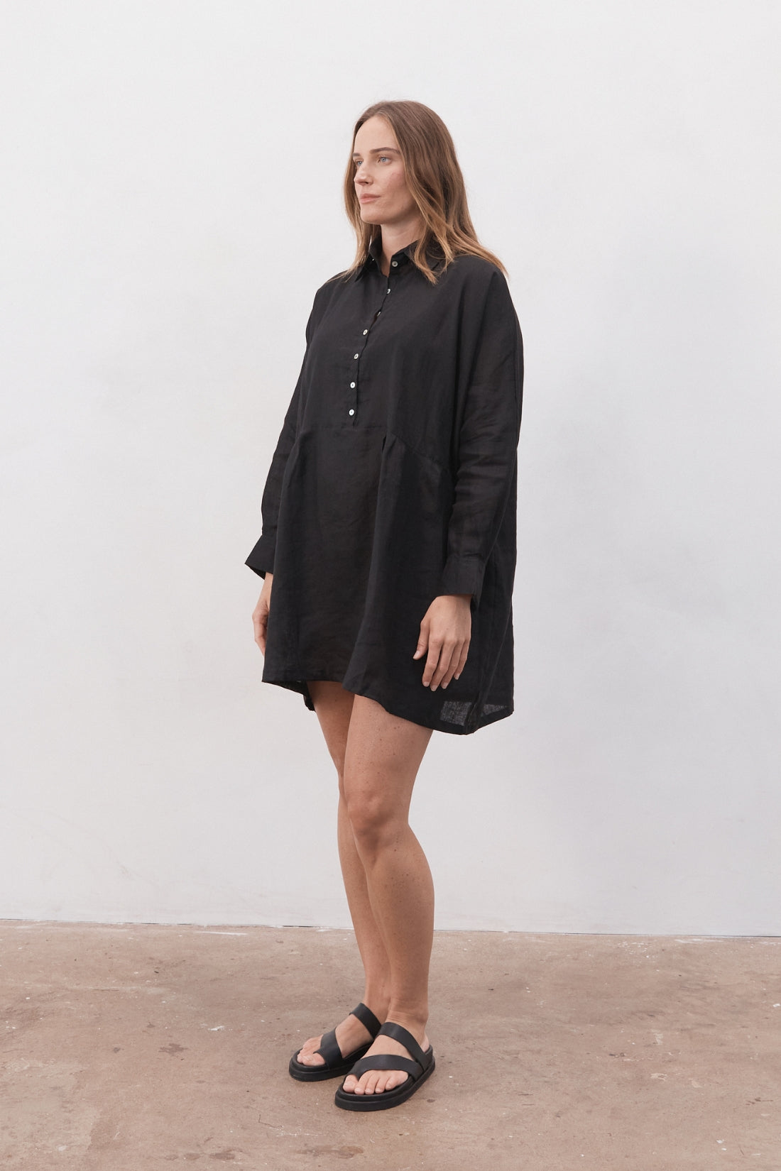 Byron Oversized Shirt Dress Black