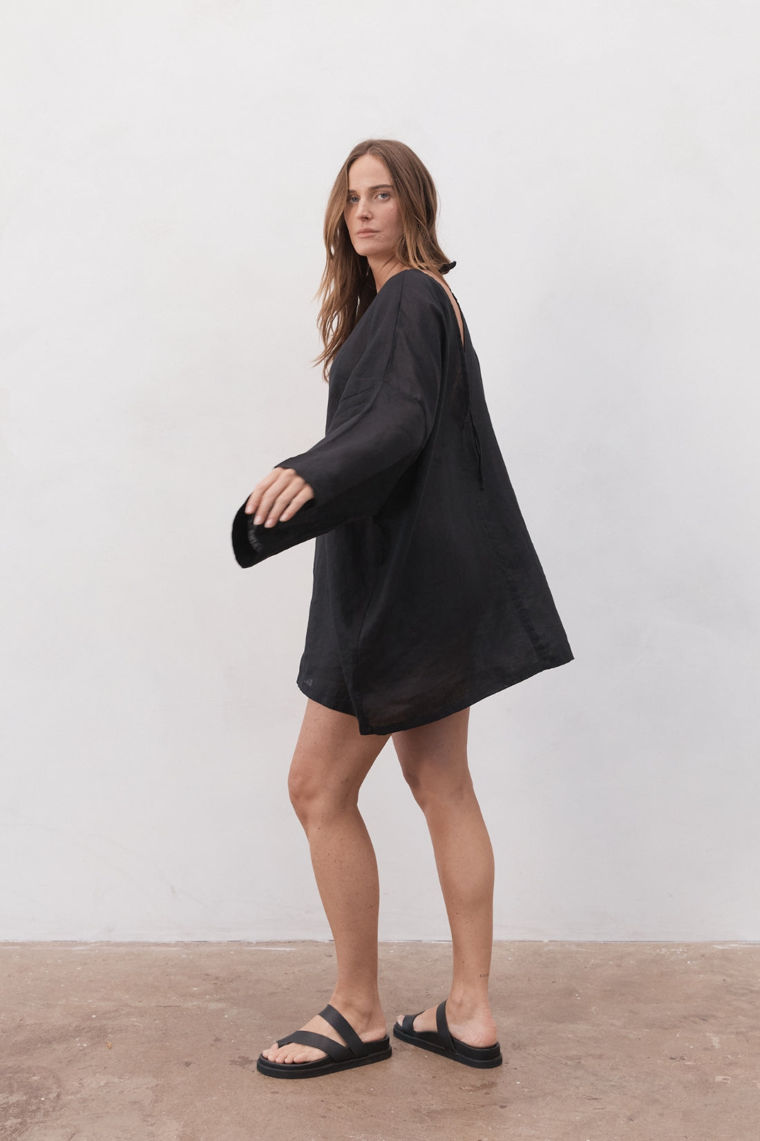 Sofia Linen Tunic Black