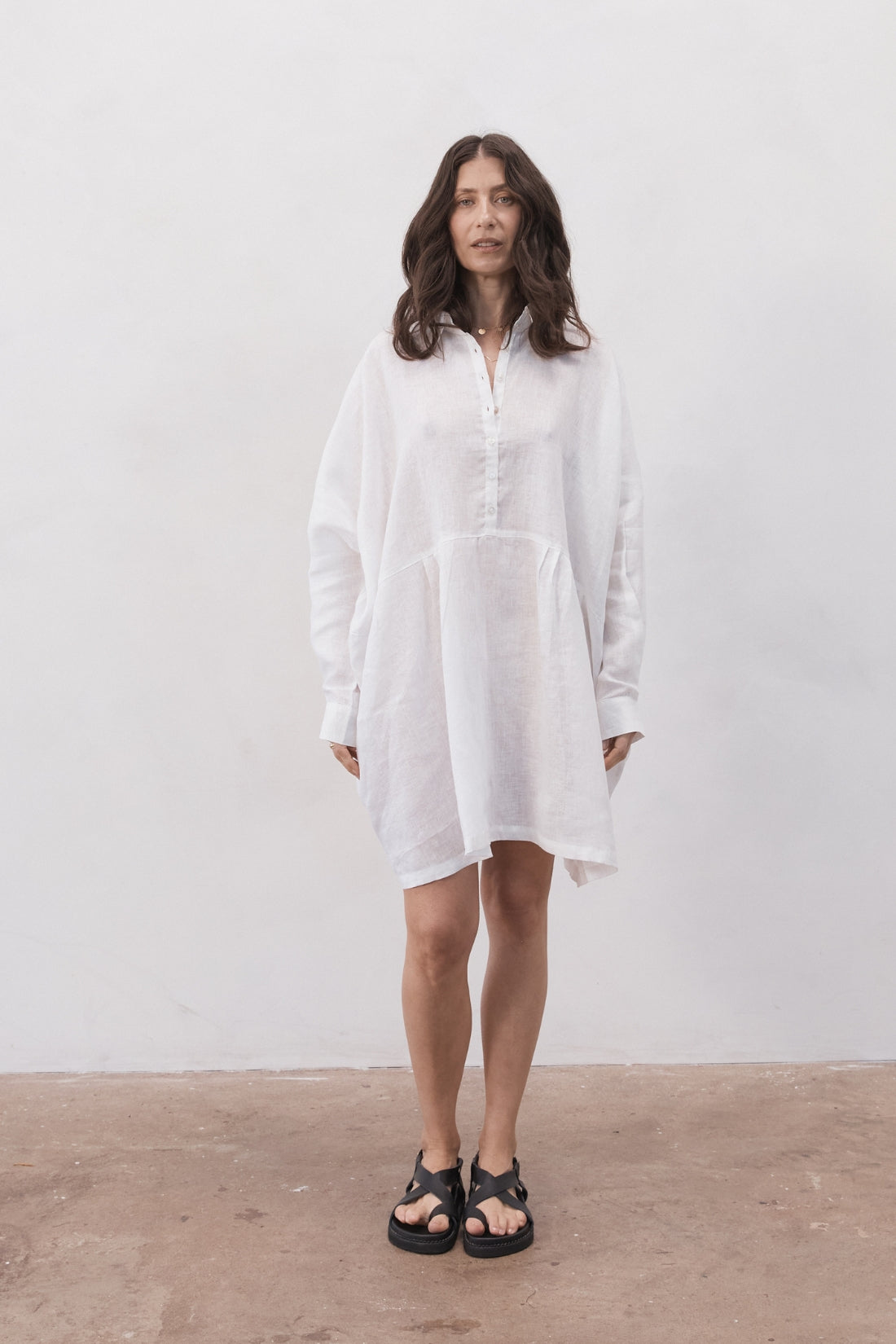 Byron Oversized Linen Shirt Dress, White | One Size Byron Oversized Linen Shirt Dress, White | One Size