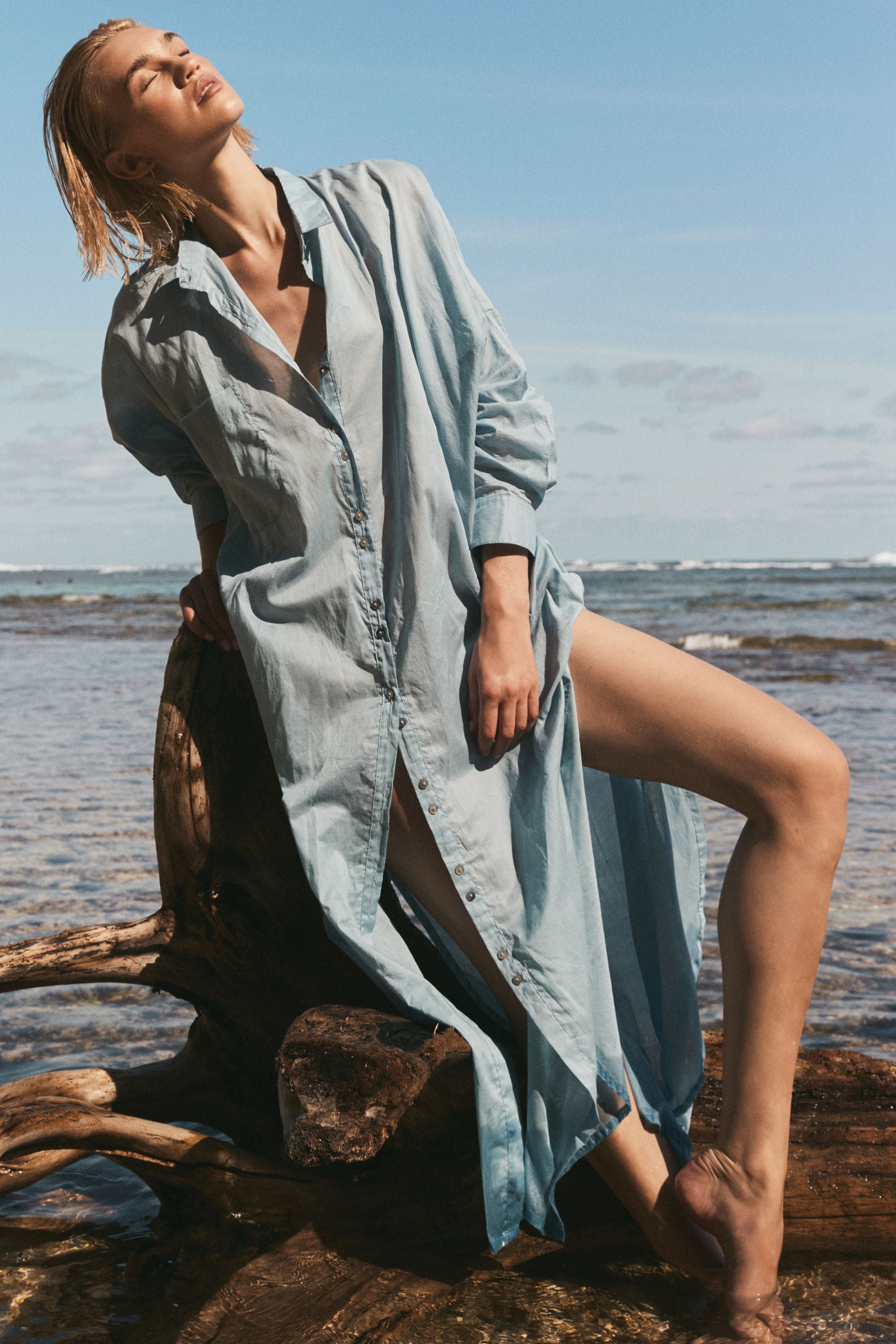 Santorini Shirt Dress Sky