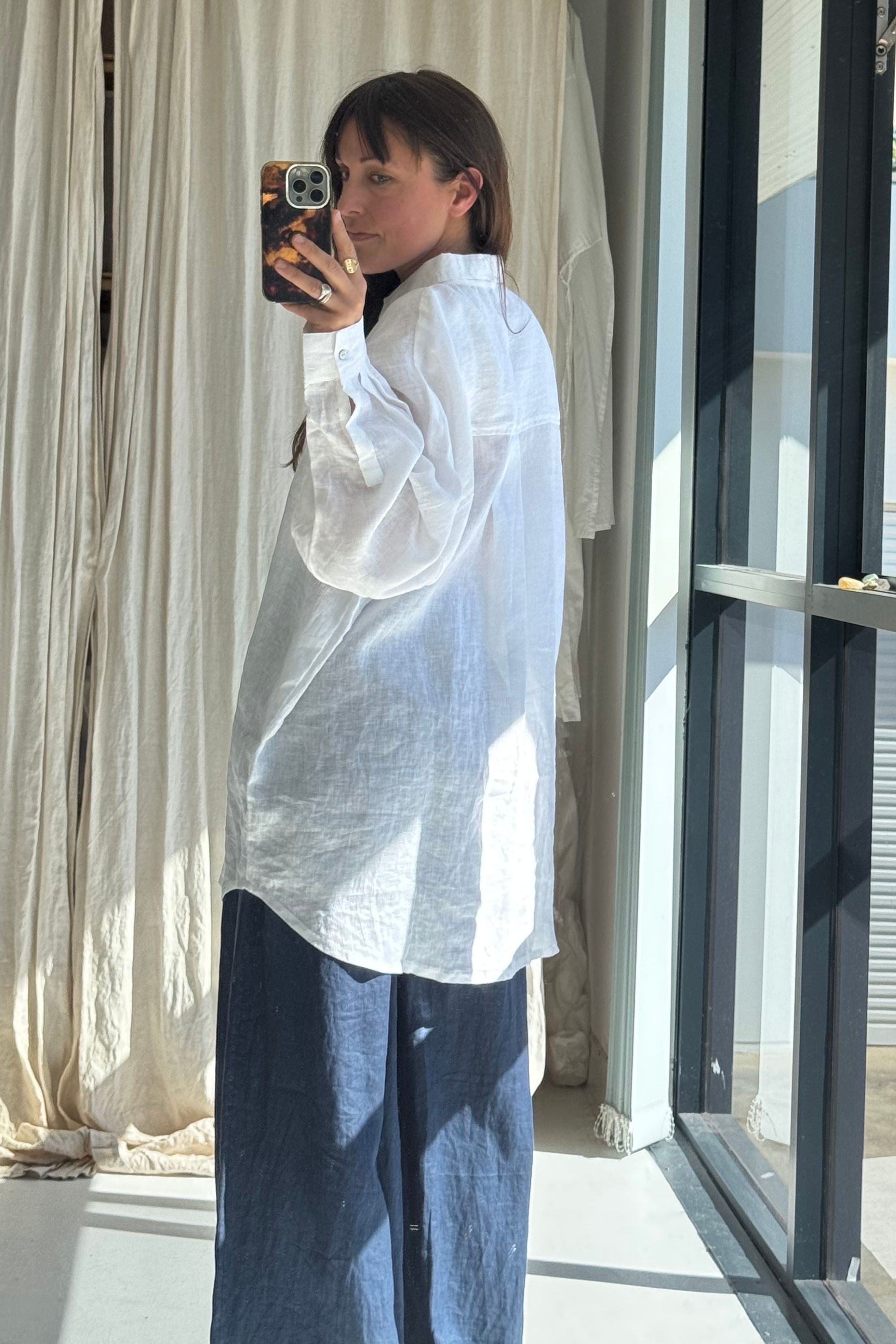 SAMPLE SALE | Oversized linen shirt white