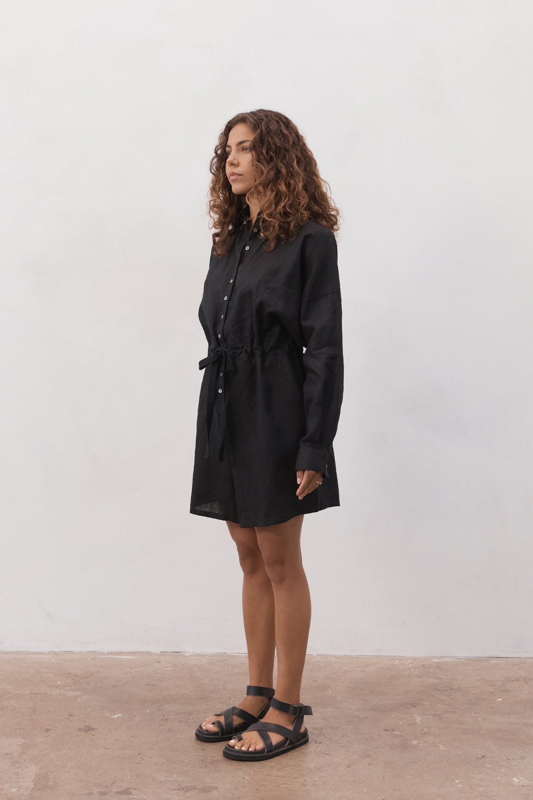 Ewa Linen Boilersuit Black