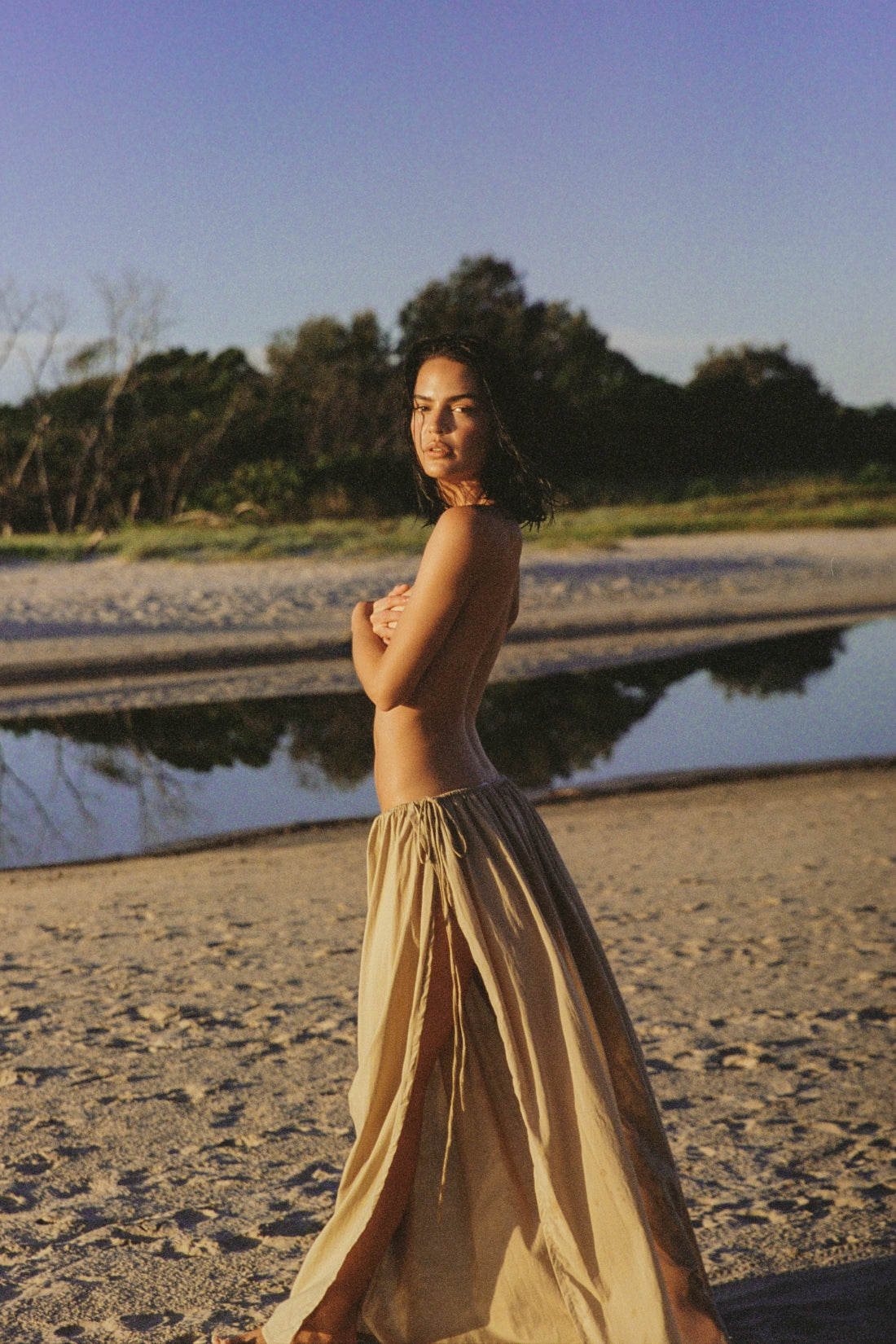 Maya Organic Cotton Maxi Skirt Ice Coffee