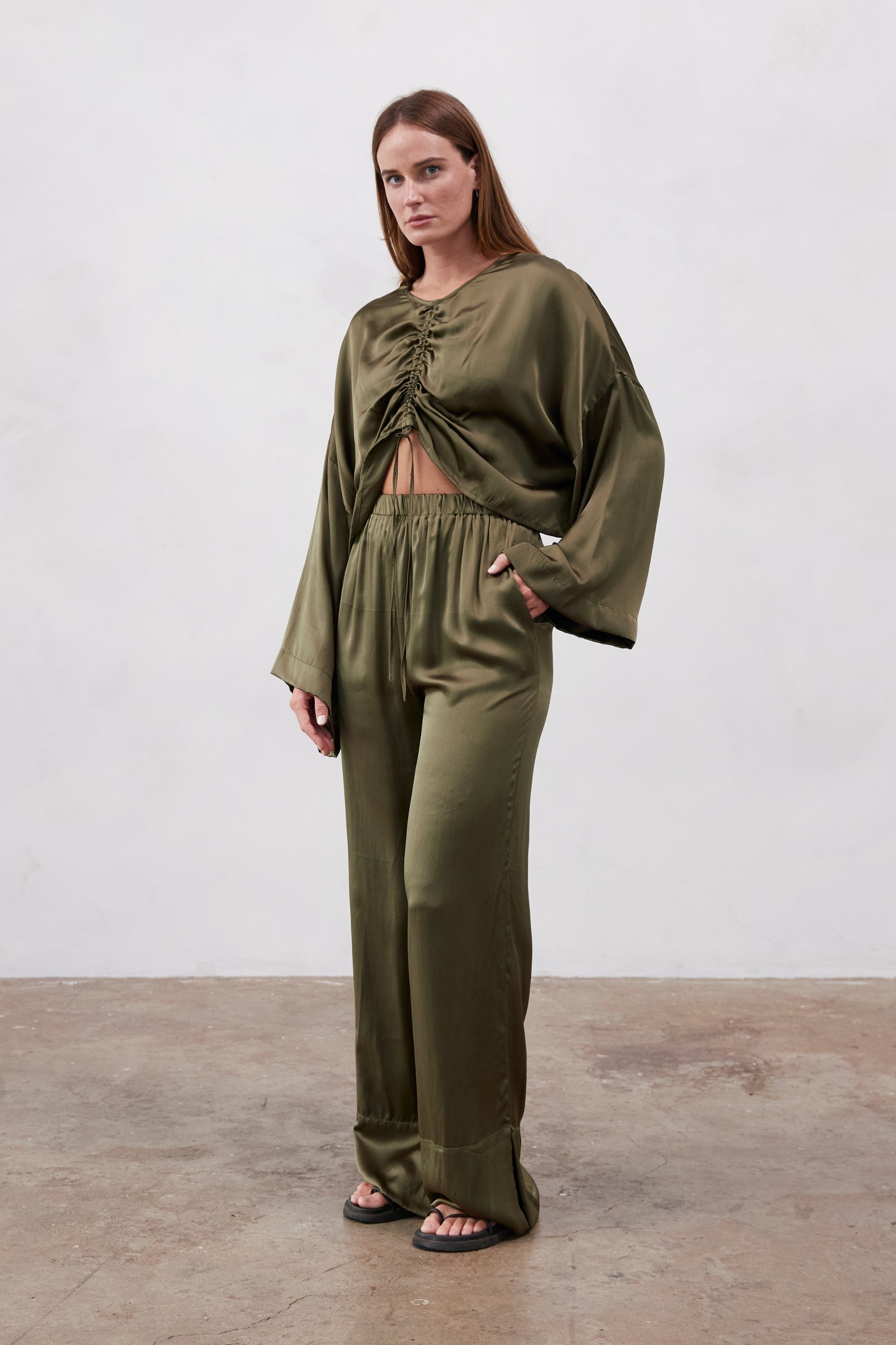 Ling Silk Blouse Olive