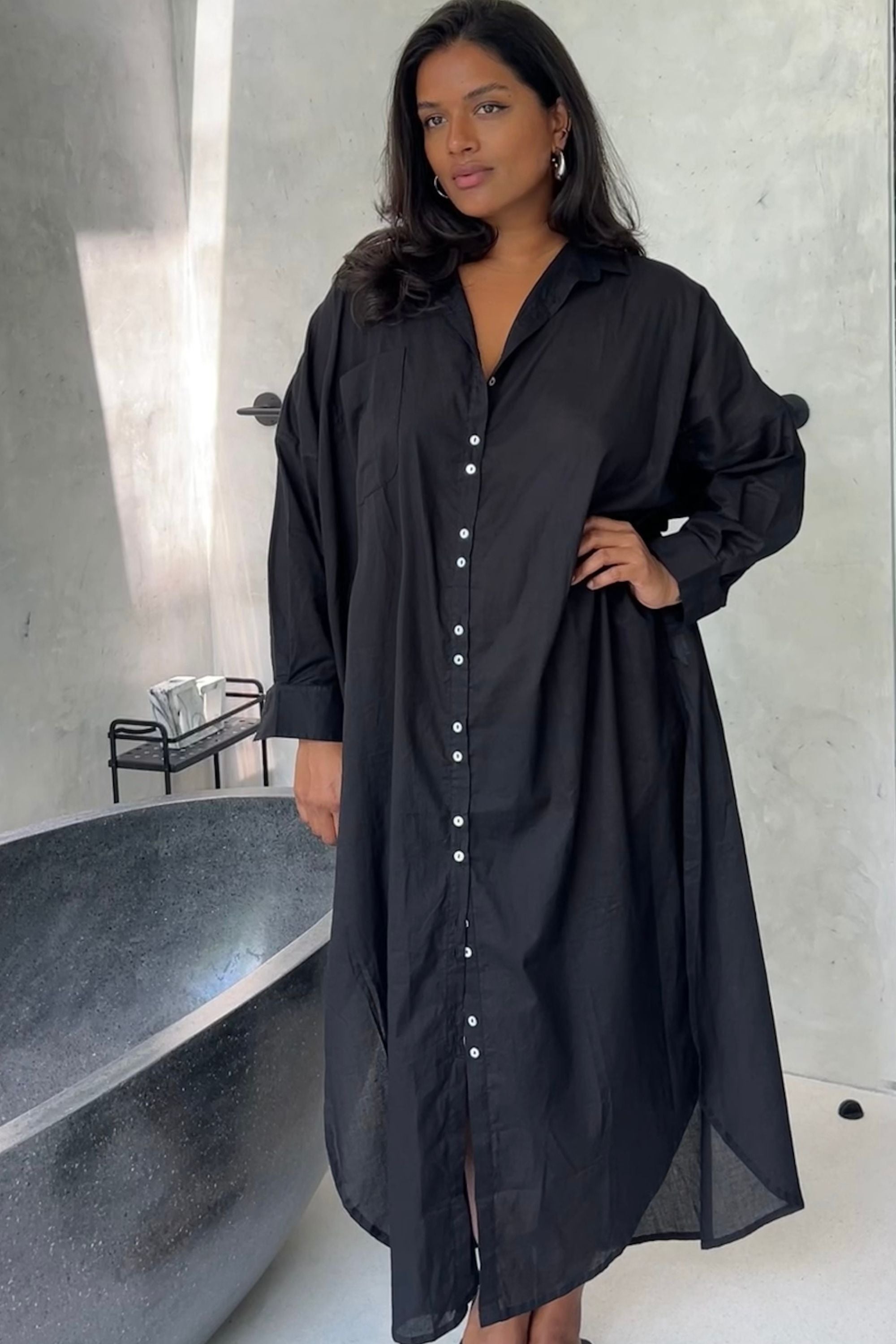 Santorini Shirt Dress Black