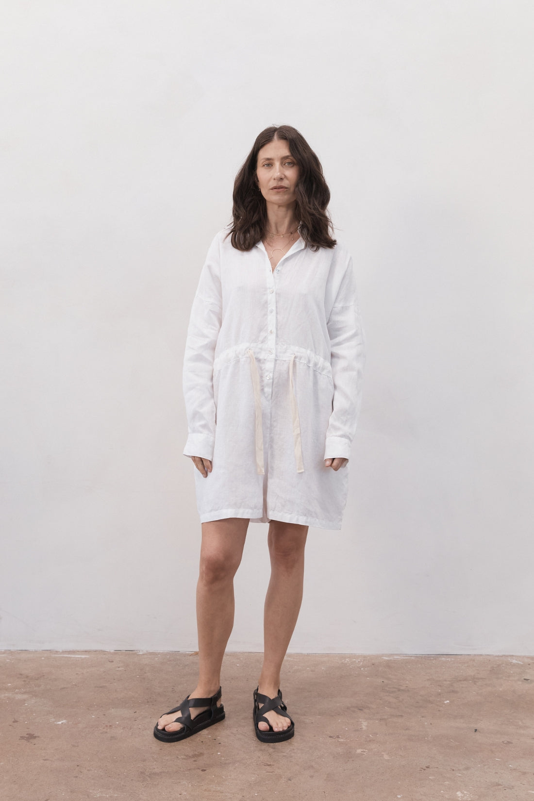 Ewa Linen Boilersuit White