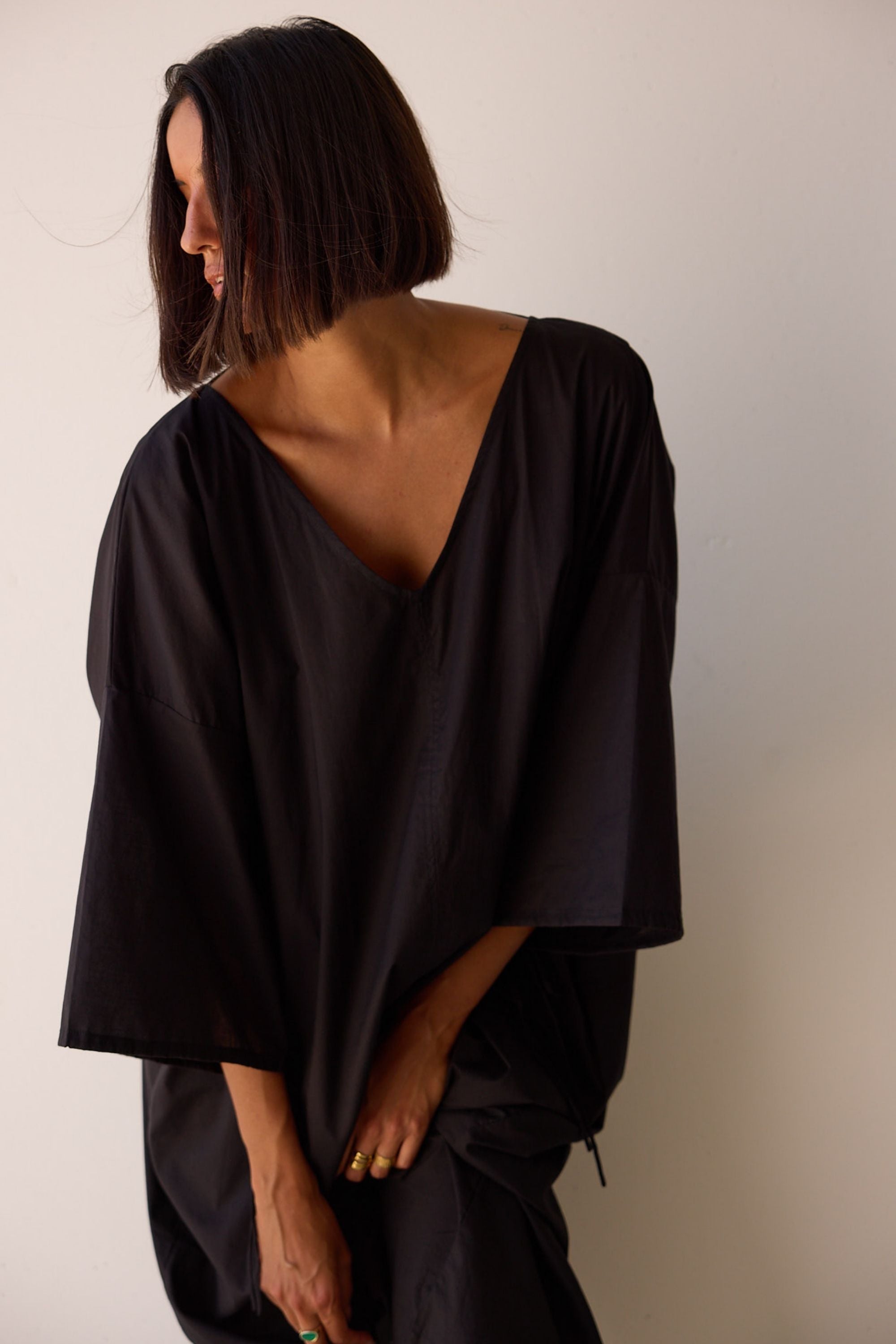 Ibiza Organic Cotton Kaftan Black — UNIKSPACE