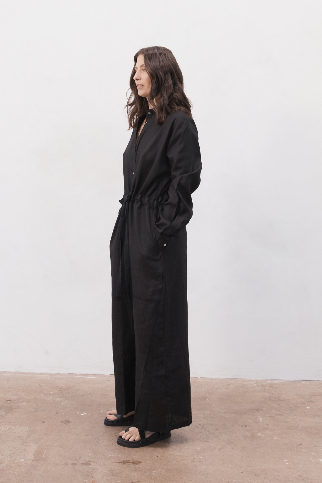 Kidd Linen Boilersuit Black