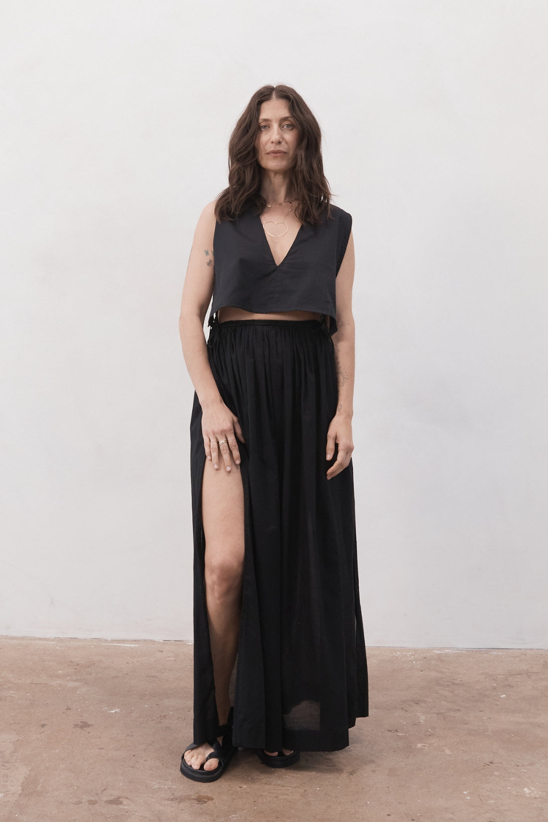 Maya Organic Cotton Maxi Skirt Black