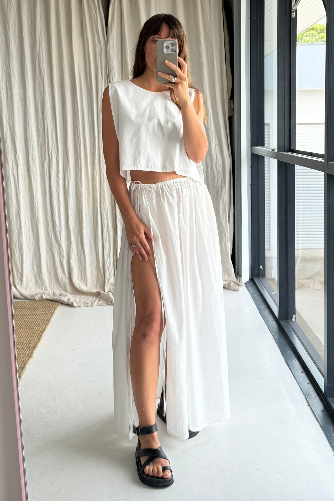 SAMPLE SALE | Maya Organic Cotton Maxi Skirt White