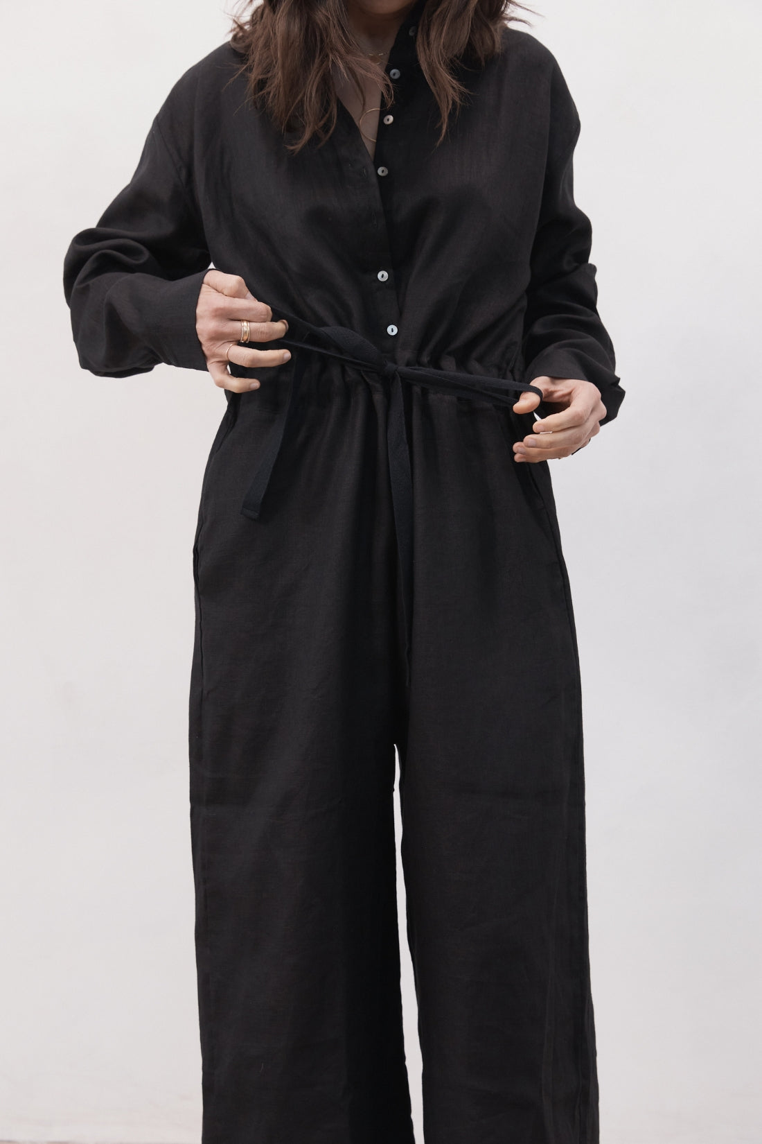 Kidd Linen Boilersuit Black