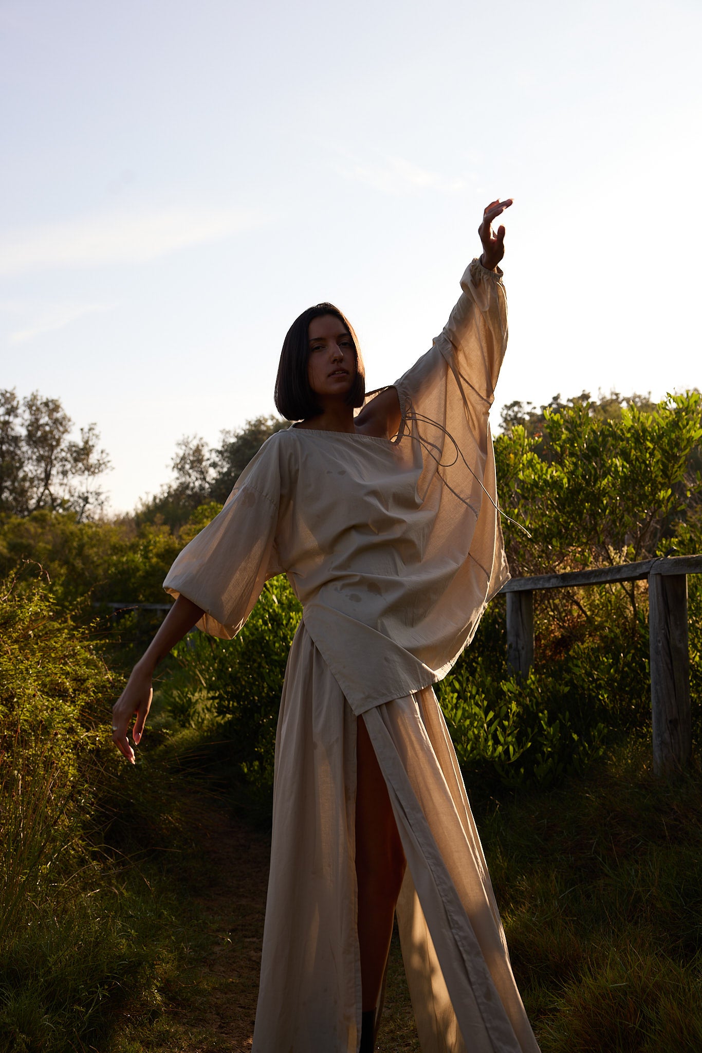 Maya Organic Cotton Maxi Skirt Ice Coffee — UNIKSPACE