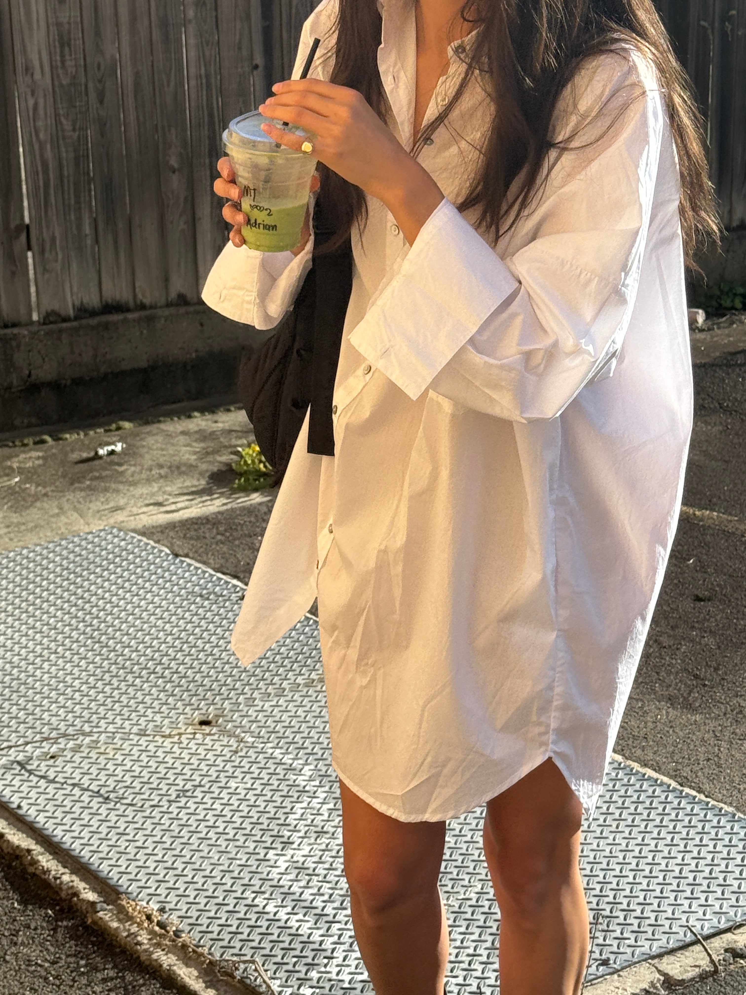 Stevie Cotton Poplin Shirt Dress White