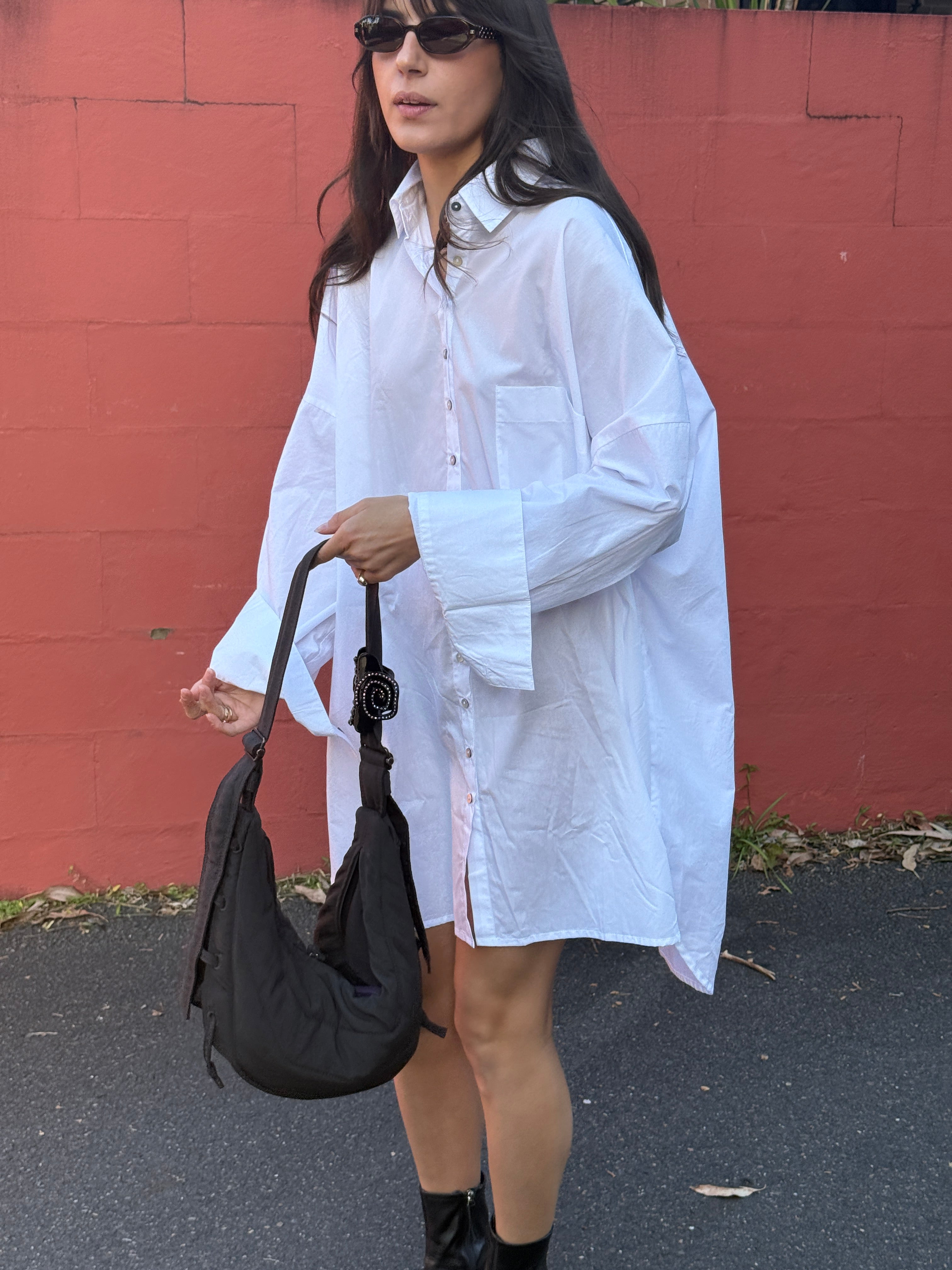 SAMPLE SALE | Stevie Cotton Poplin Shirt Dress White