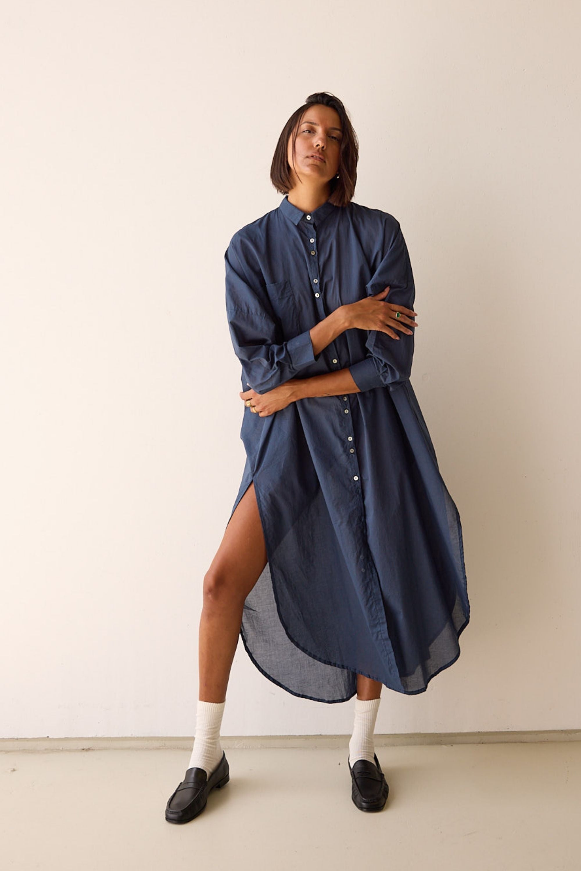 Santorini Shirt Dress Midnight — UNIKSPACE